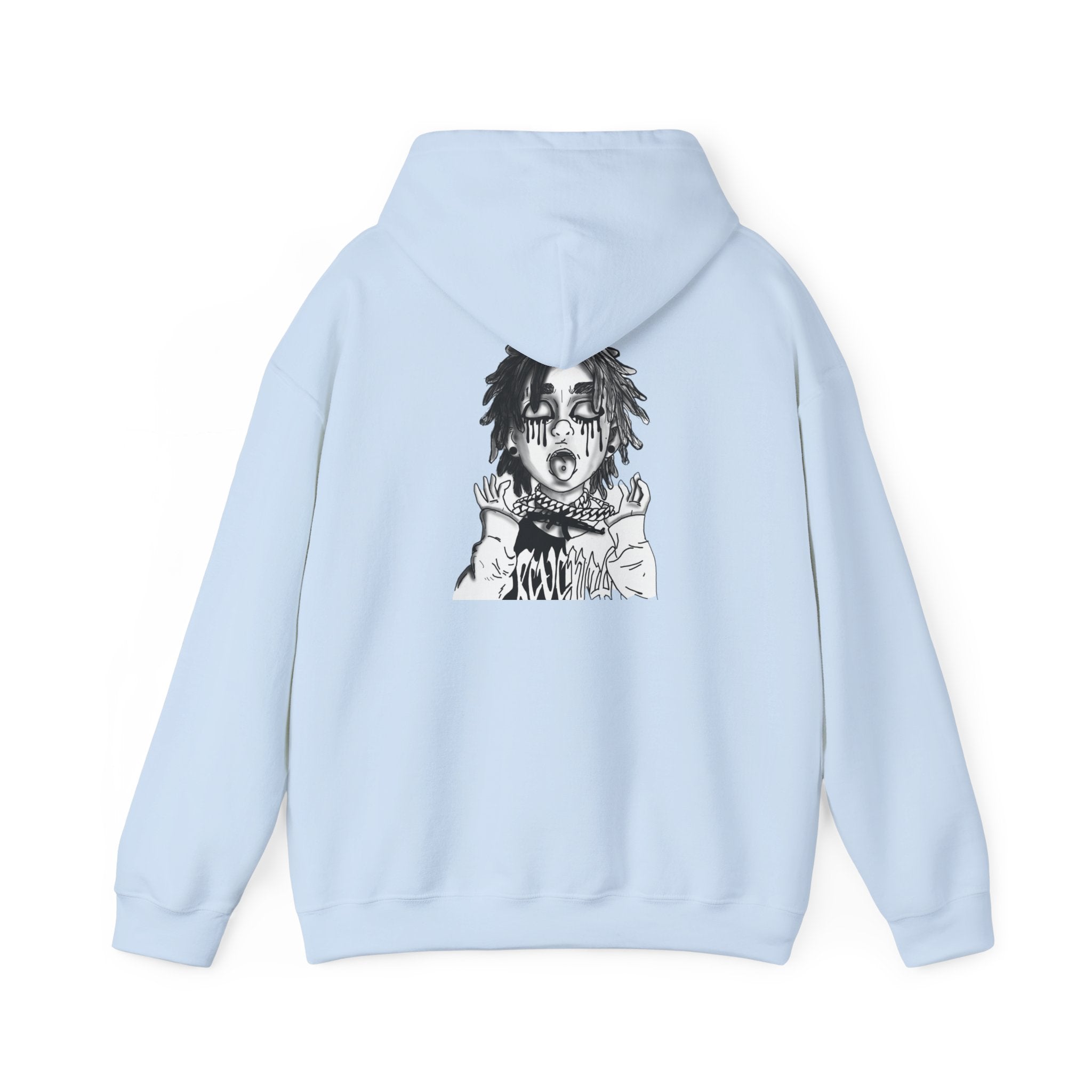 Horror Manga Hoodie — Black & White Creepy Portrait Pullover