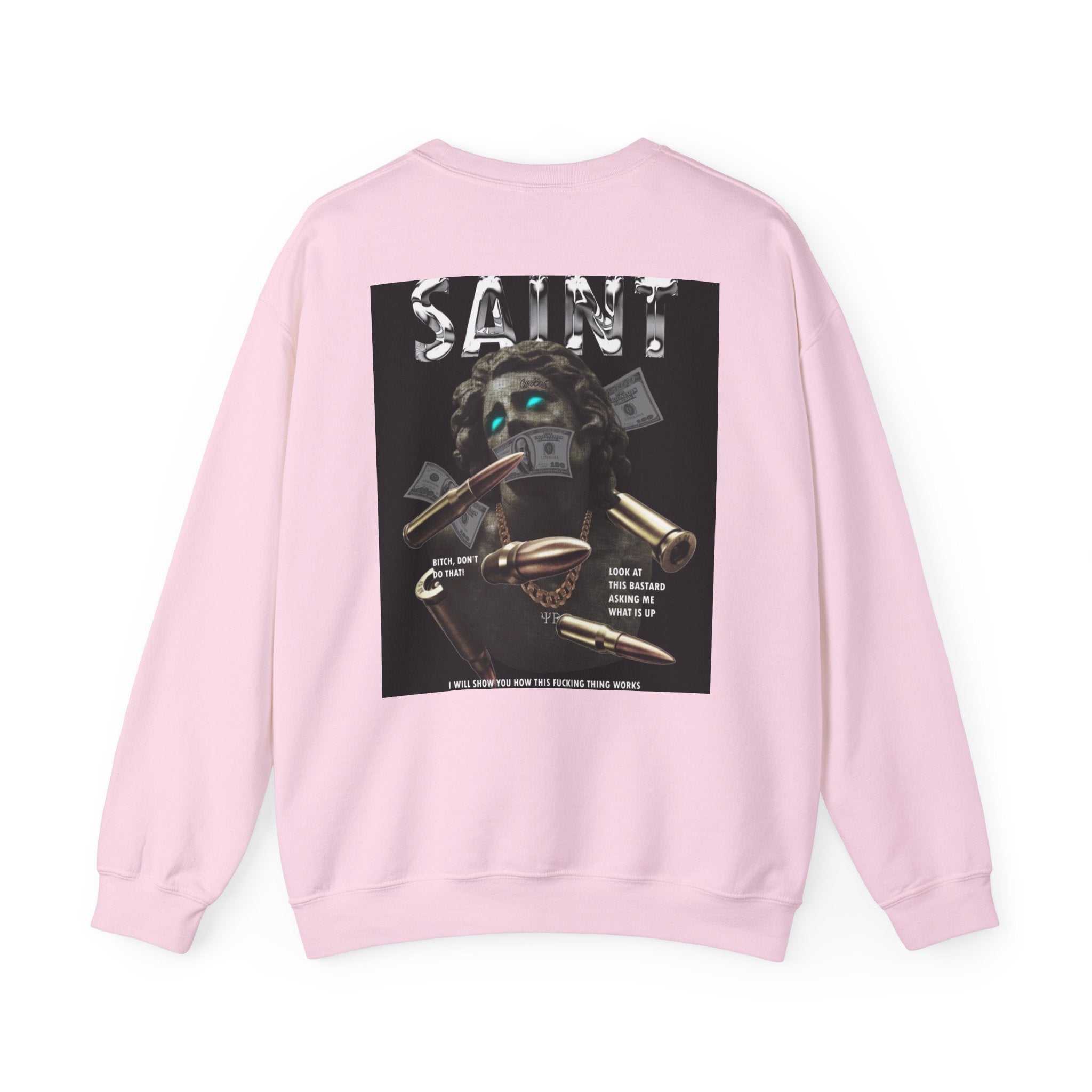 Saint Graphic Crewneck Sweatshirt — Dark Art Money Montage