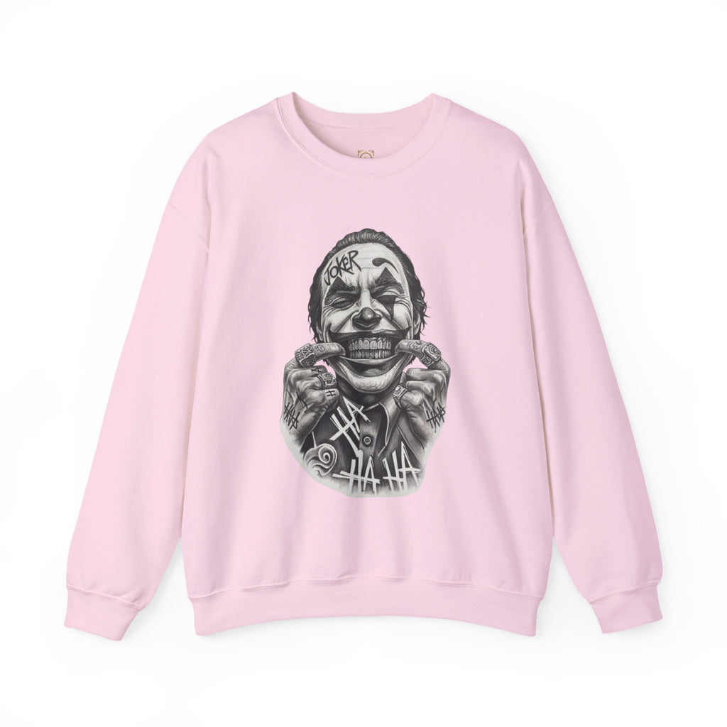 Joker Smile Crewneck Sweatshirt — Grinning Clown Graphic Pullover