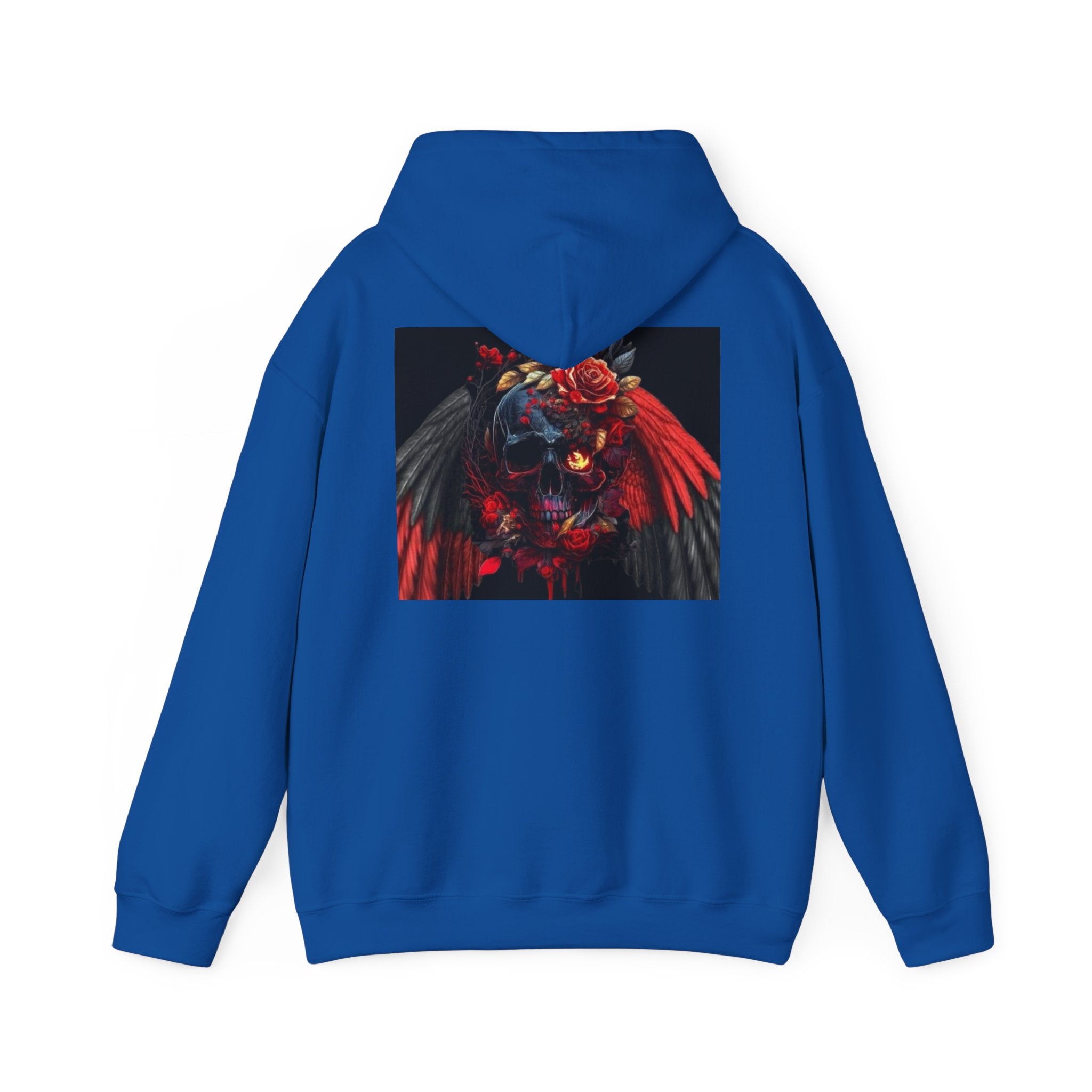 Skull Rose Wings Hoodie — Gothic Floral Skull Pullover
