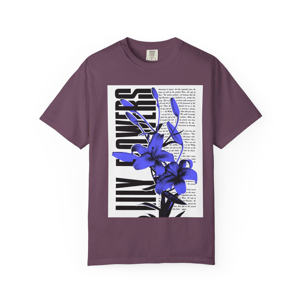 Floral Legacy Graphic T-Shirt — Bold Blue Orchid Design