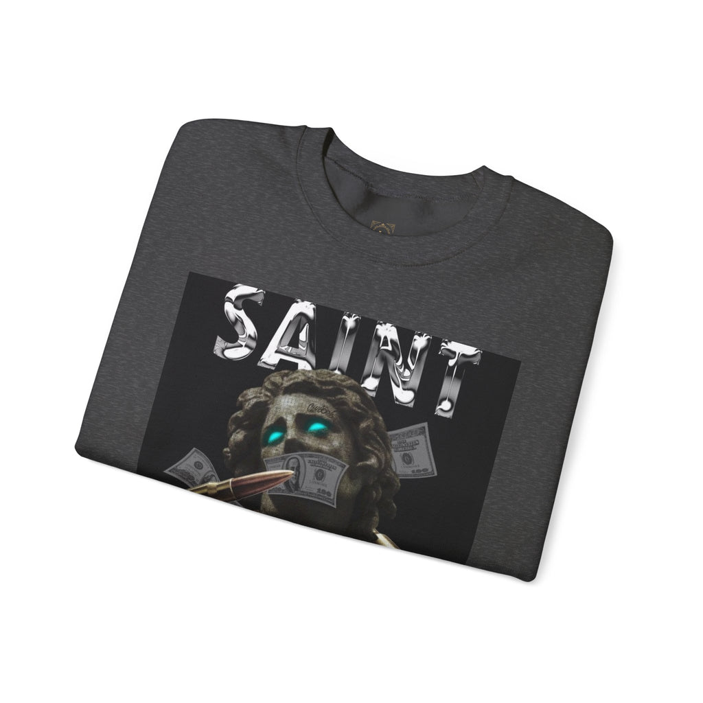 Saint Graphic Crewneck Sweatshirt — Dark Art Money Montage