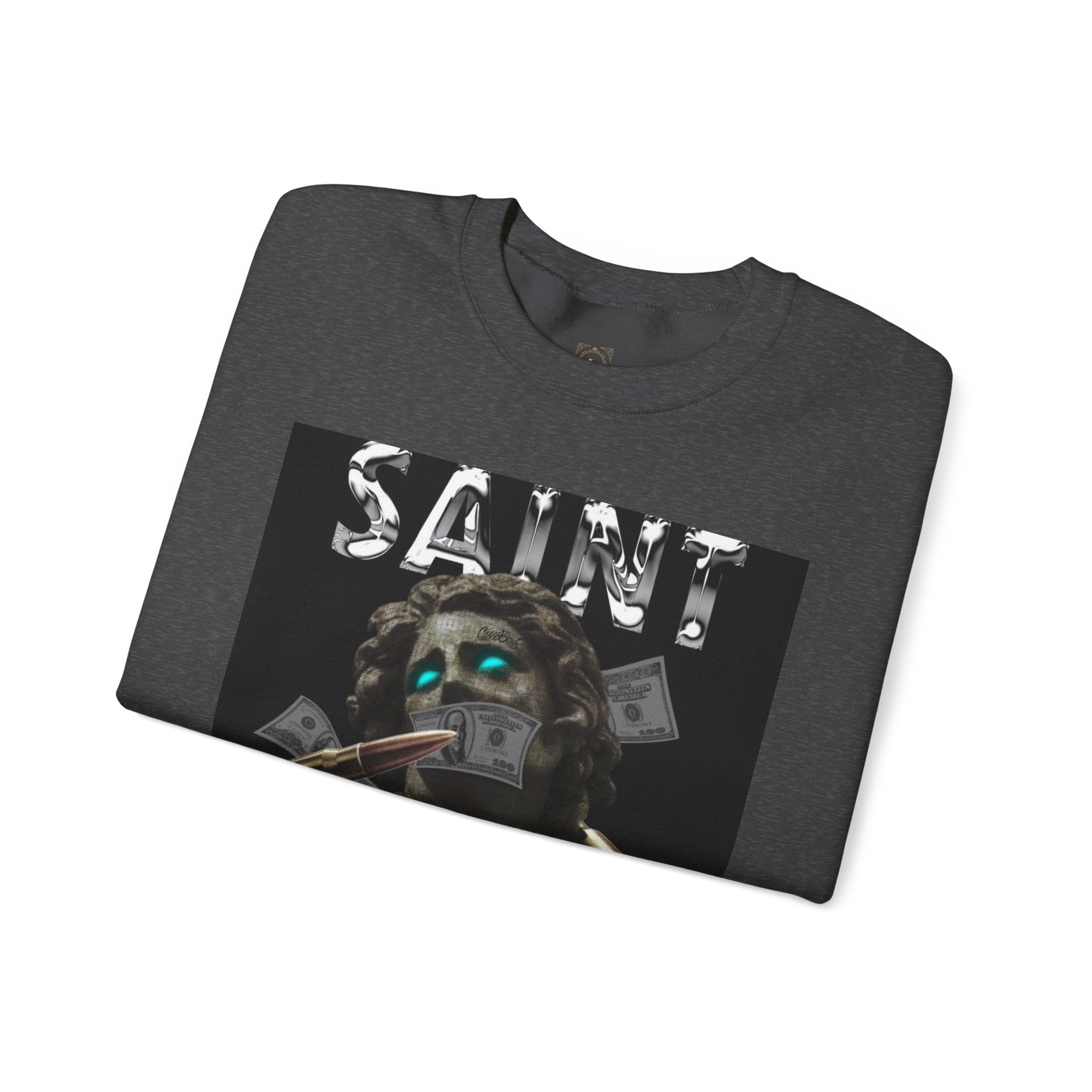 Saint Graphic Crewneck Sweatshirt — Dark Art Money Montage