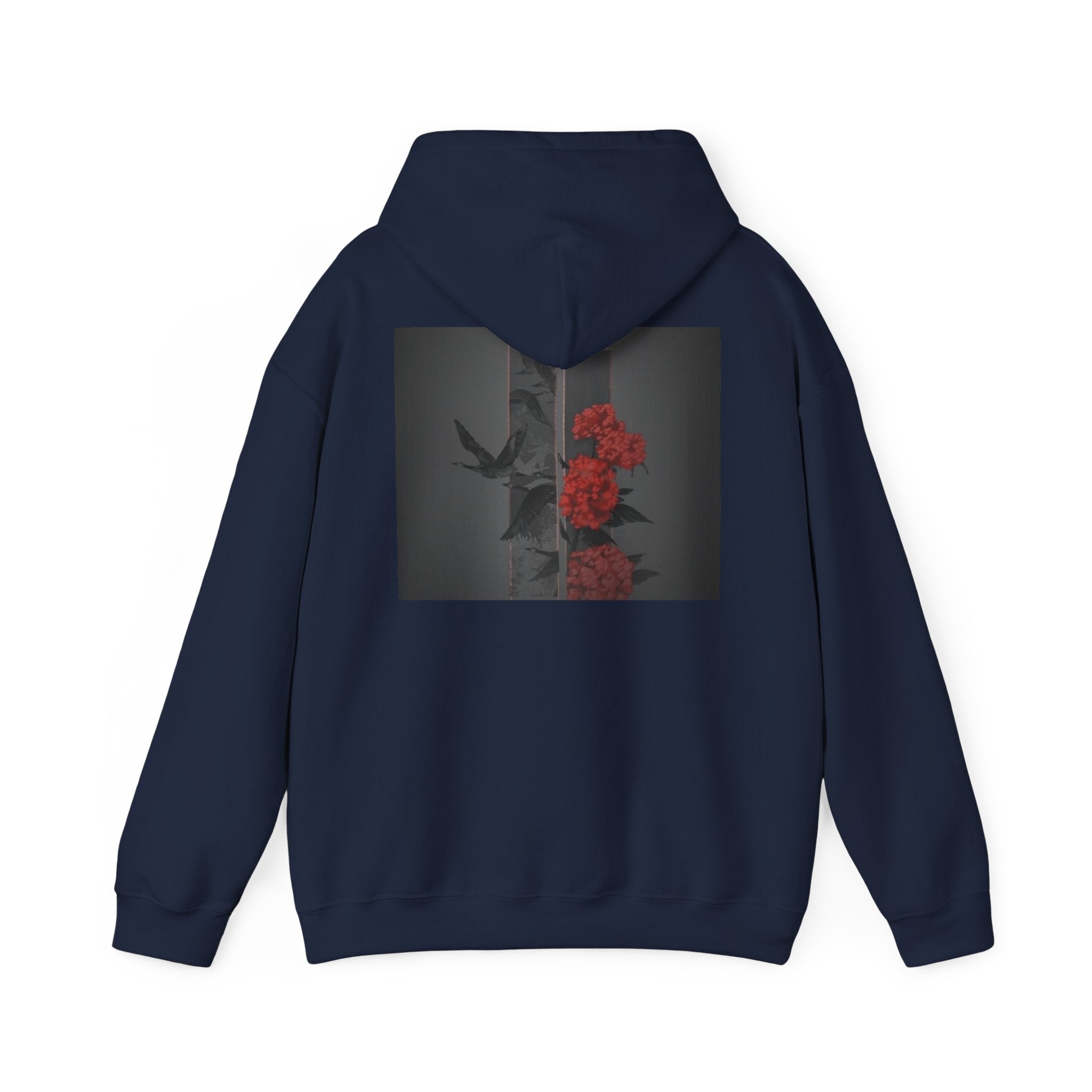 Floral Noir Hoodie — Red Roses on Dark Background