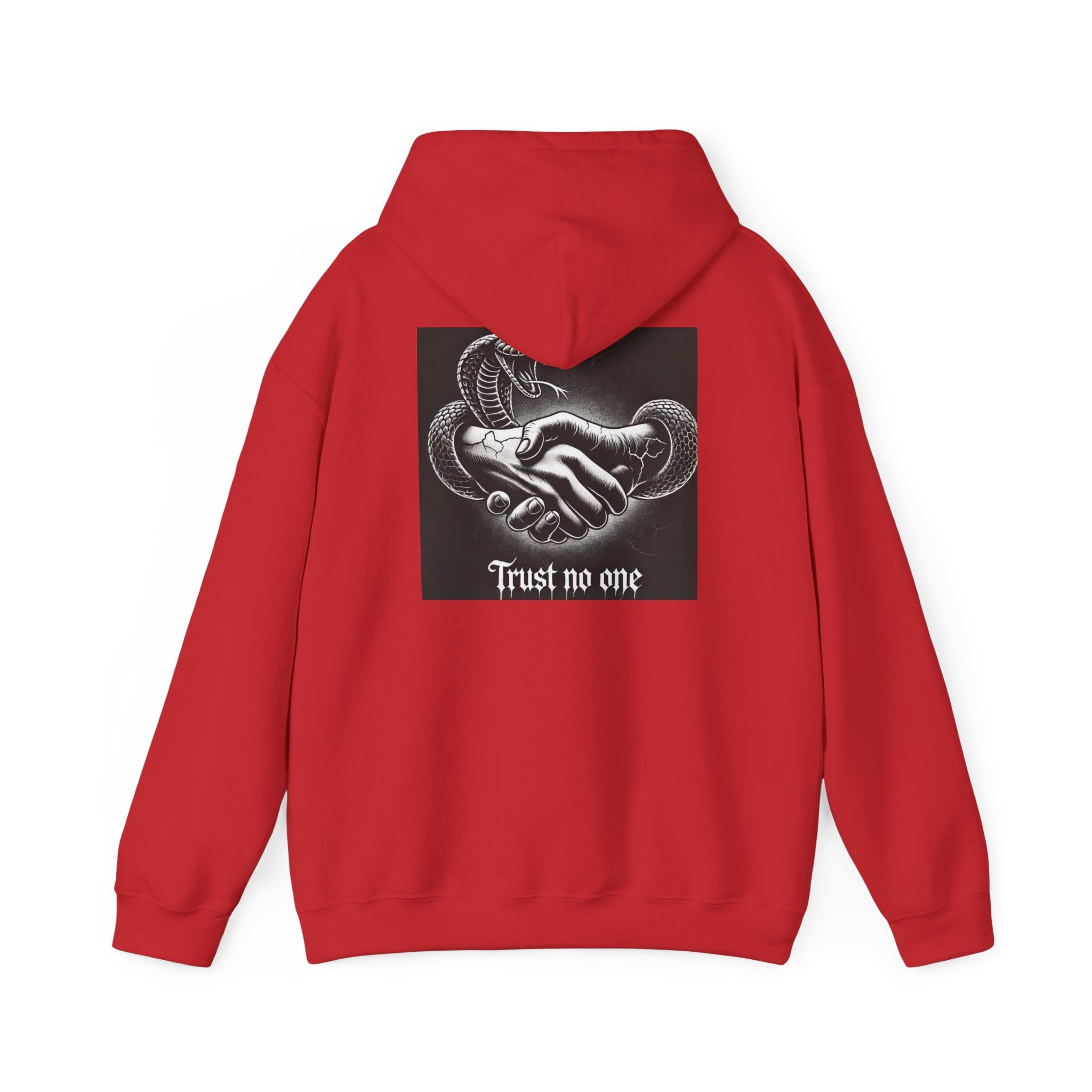 Trust No One Hoodie — Snake Handshake Graphic Hoodie