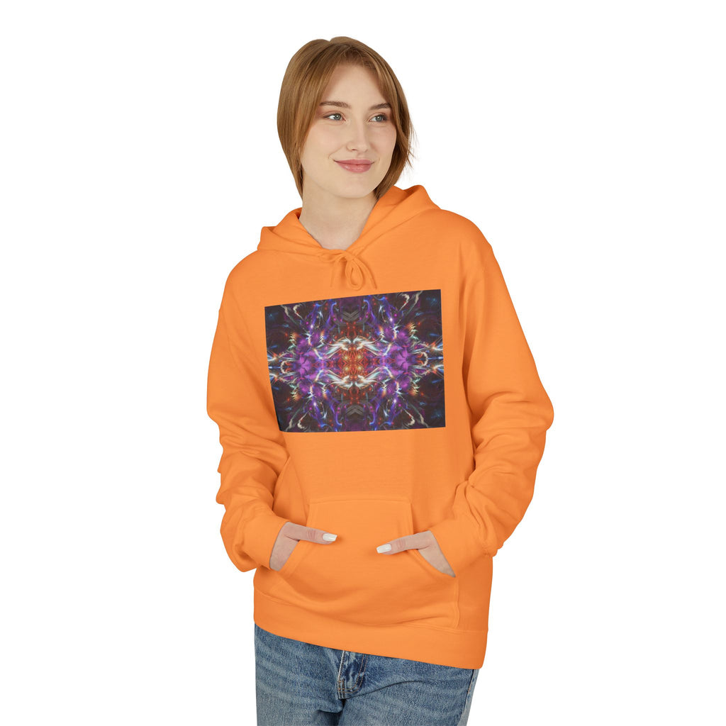 Kaleidoscope Neon Abstract Hoodie — Psychedelic Symmetry Graphic Sweatshirt