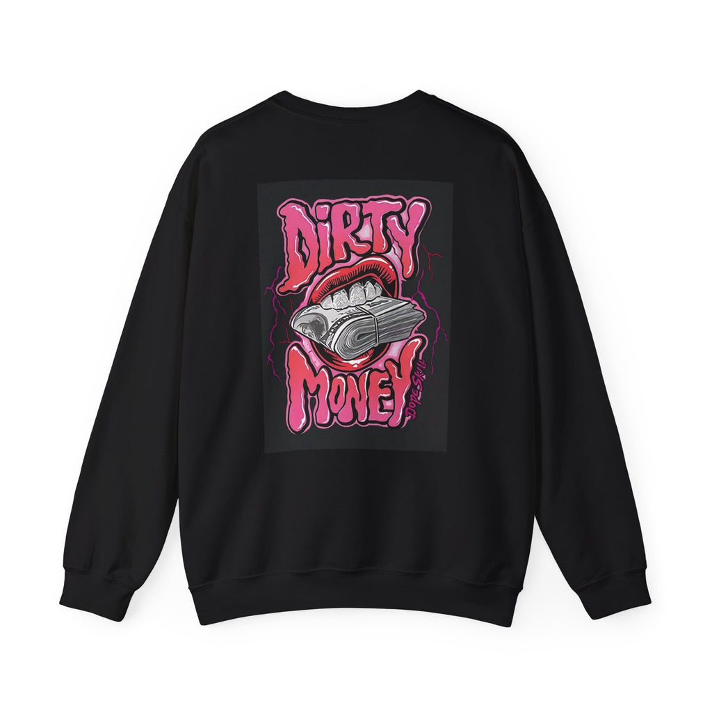 Dirty Money Crewneck Sweatshirt – Retro Graphic Money & Lips Design