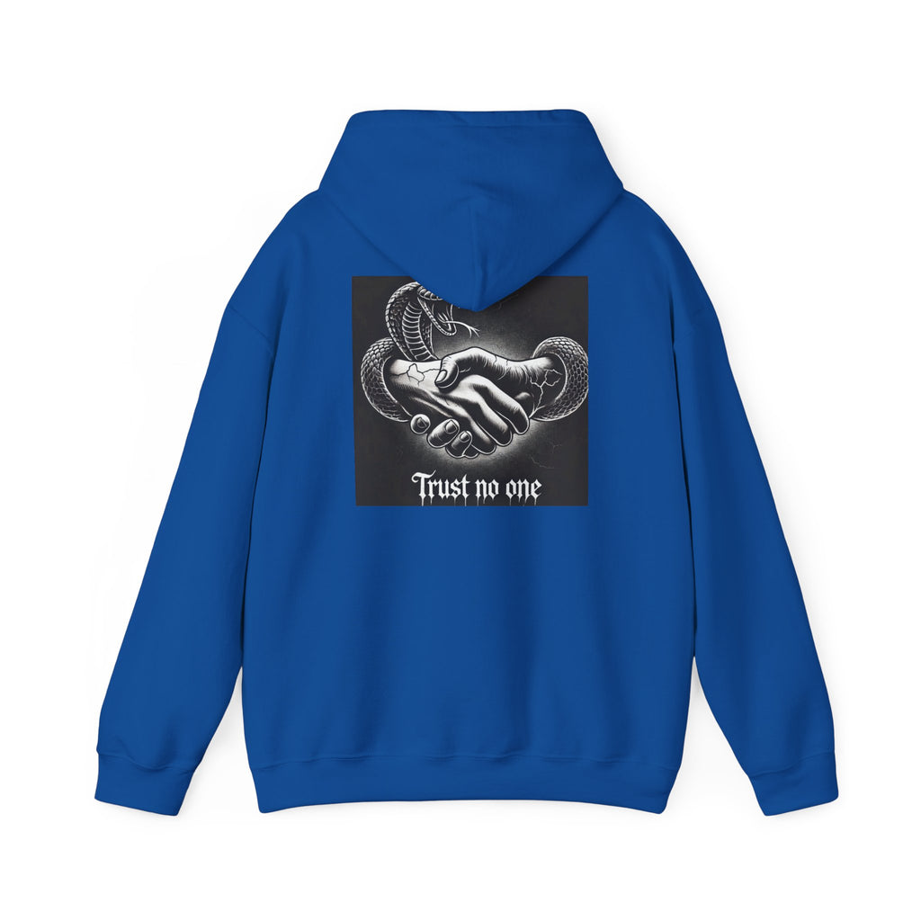 Trust No One Hoodie — Snake Handshake Graphic Hoodie