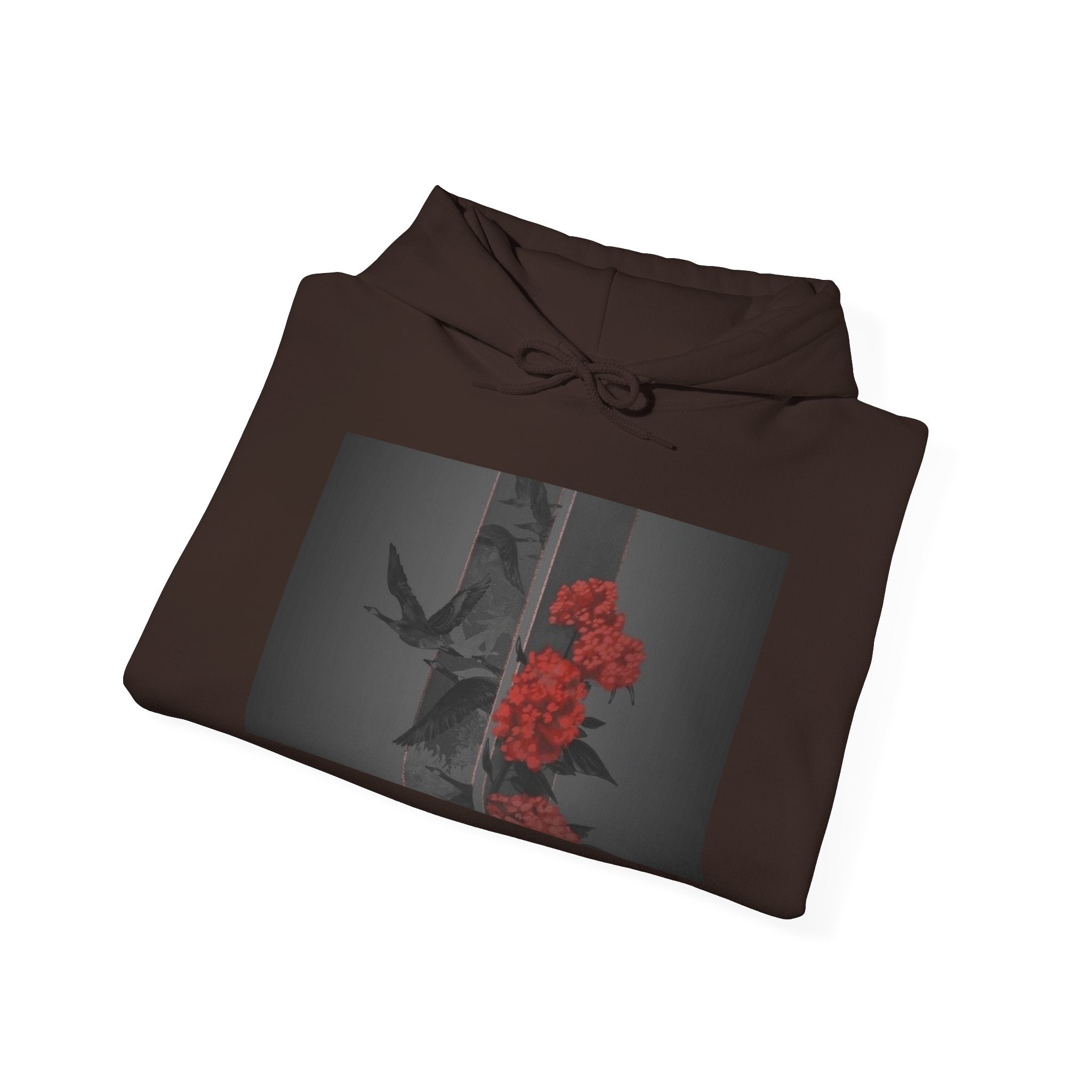 Floral Noir Hoodie — Red Roses on Dark Background