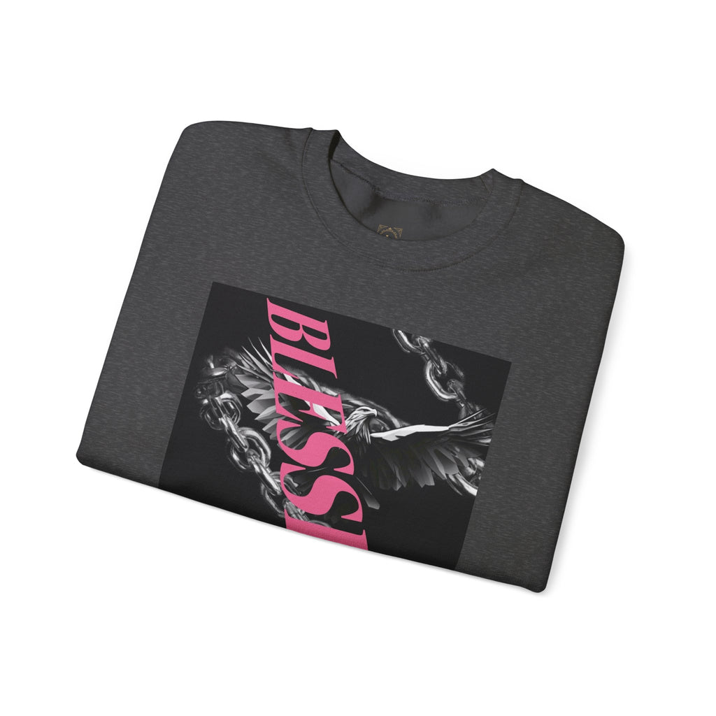Blessed Crewneck Sweatshirt — Pink Script Floral Graphic