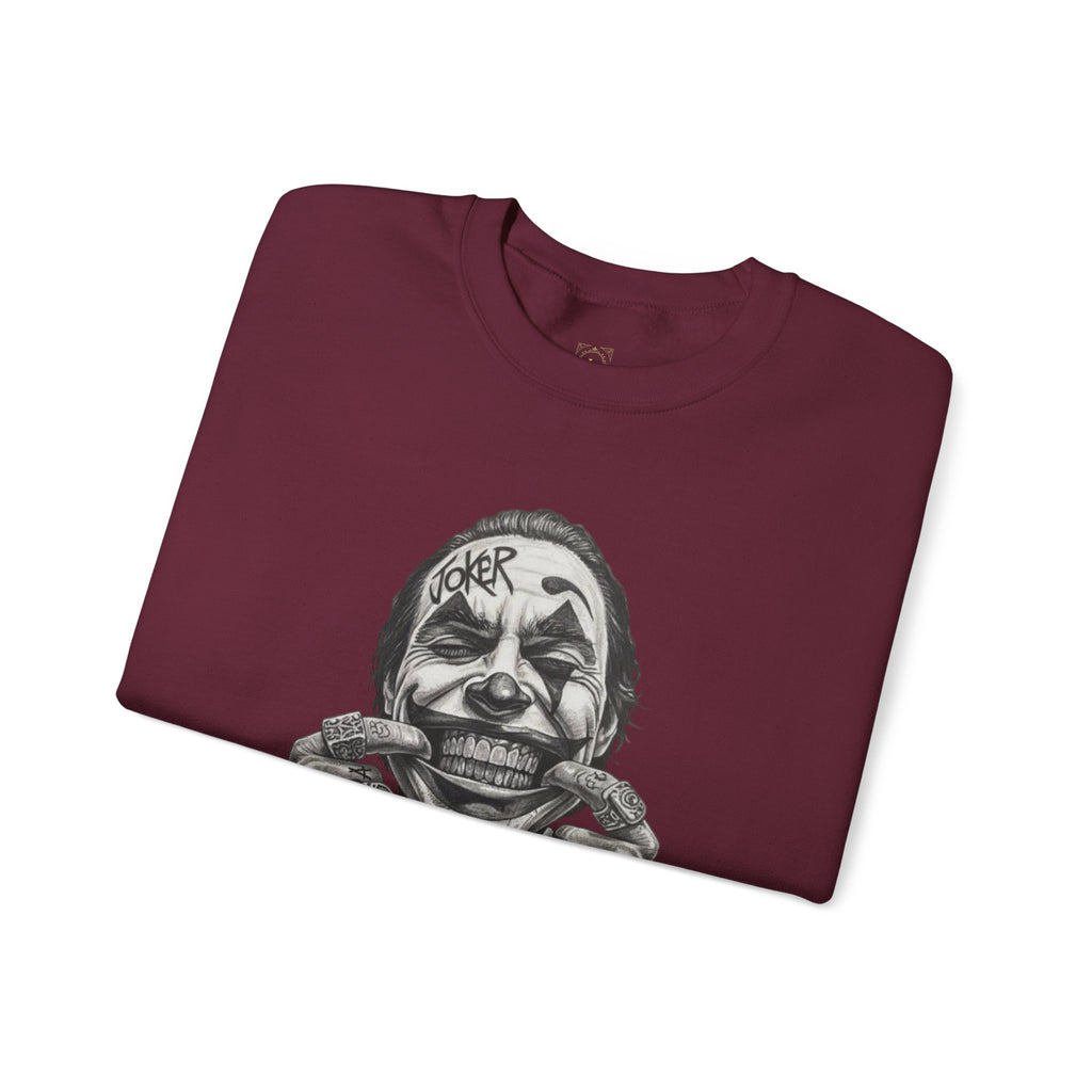 Joker Smile Crewneck Sweatshirt — Grinning Clown Graphic Pullover