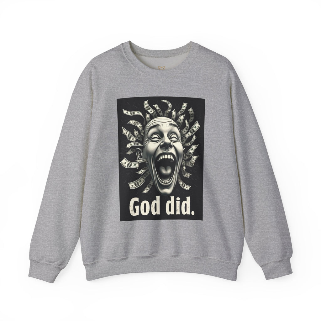 Sweatshirt — 'God Did.' Medusa Money Graphic Crewneck