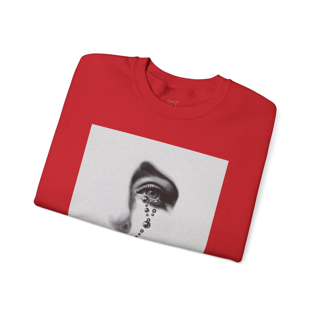Rosary Tear Crewneck Sweatshirt — Gothic Eye & Cross Graphic