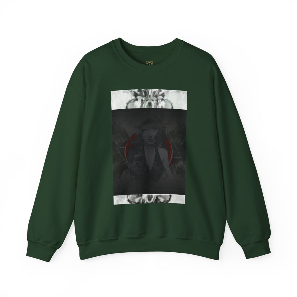 Crewneck Sweatshirt — Dark Abstract Chest Print with 'Legaciess' Gold Back Logo