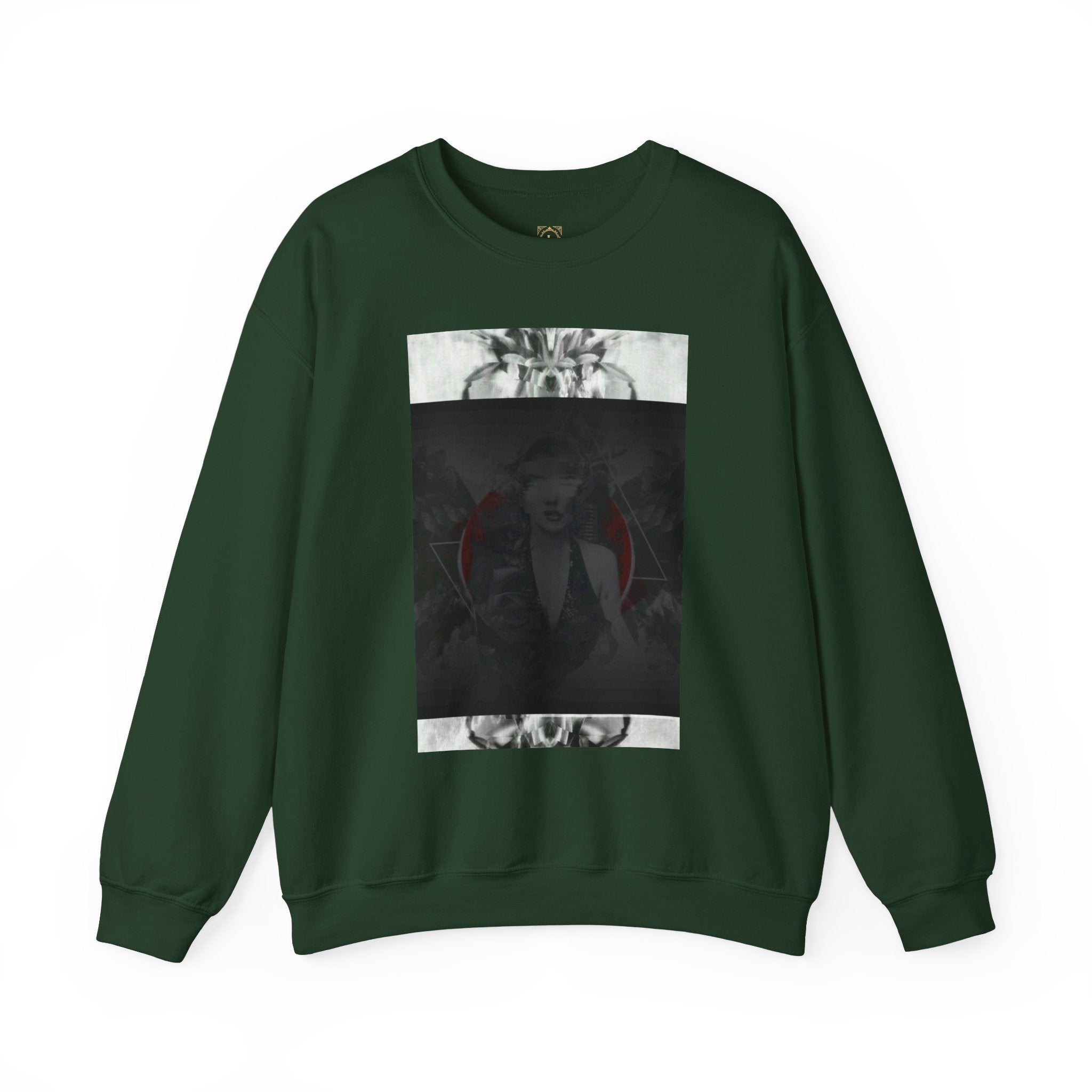 Crewneck Sweatshirt — Dark Abstract Chest Print with 'Legaciess' Gold Back Logo