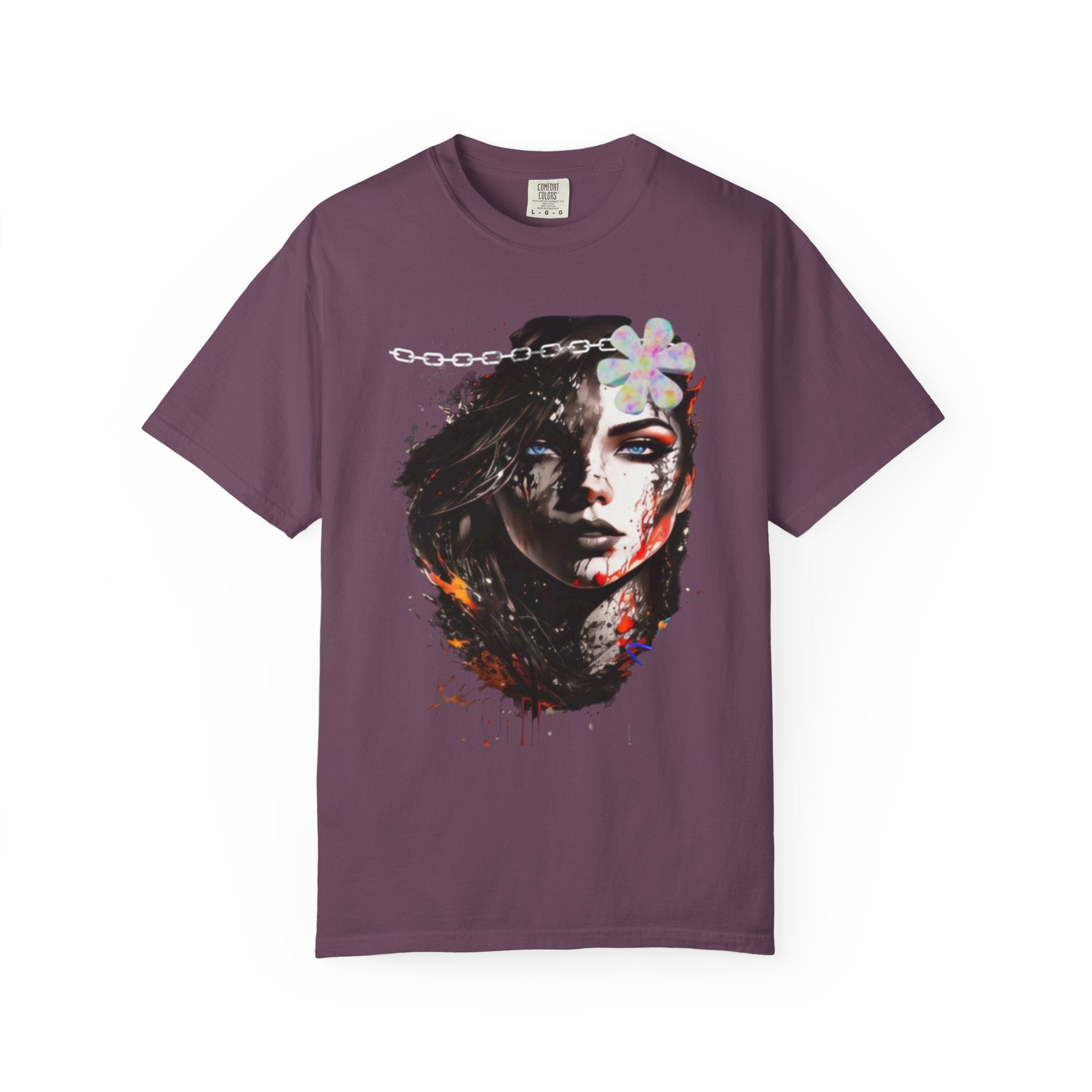 Artistic Femme Portrait T-Shirt — Watercolor Floral Face Graphic Tee