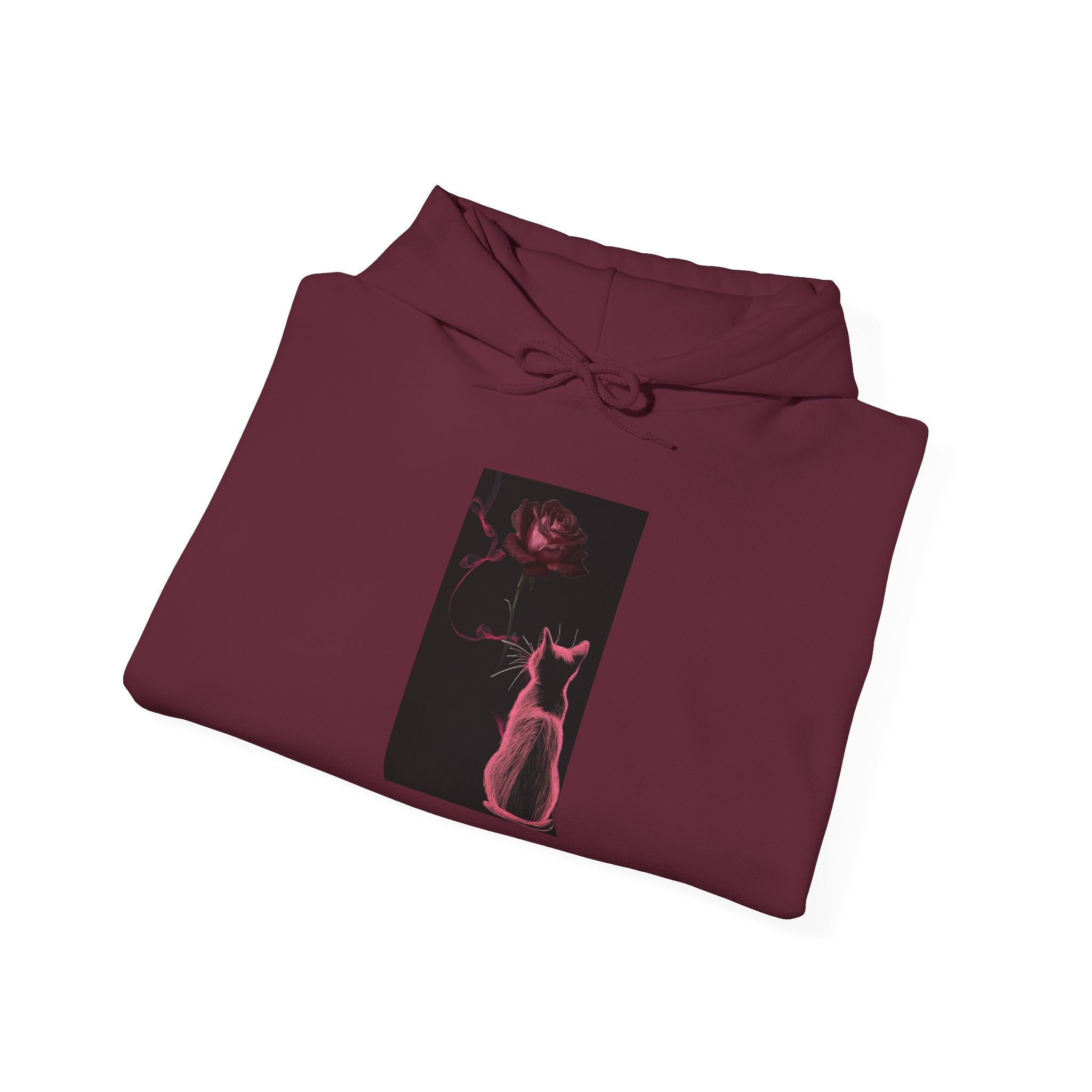 Cat Moonlight Hoodie — Neon Pink Cat Silhouette Sweatshirt