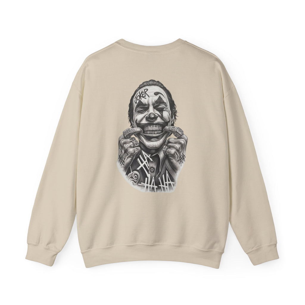 Joker Smile Crewneck Sweatshirt — Grinning Clown Graphic Pullover