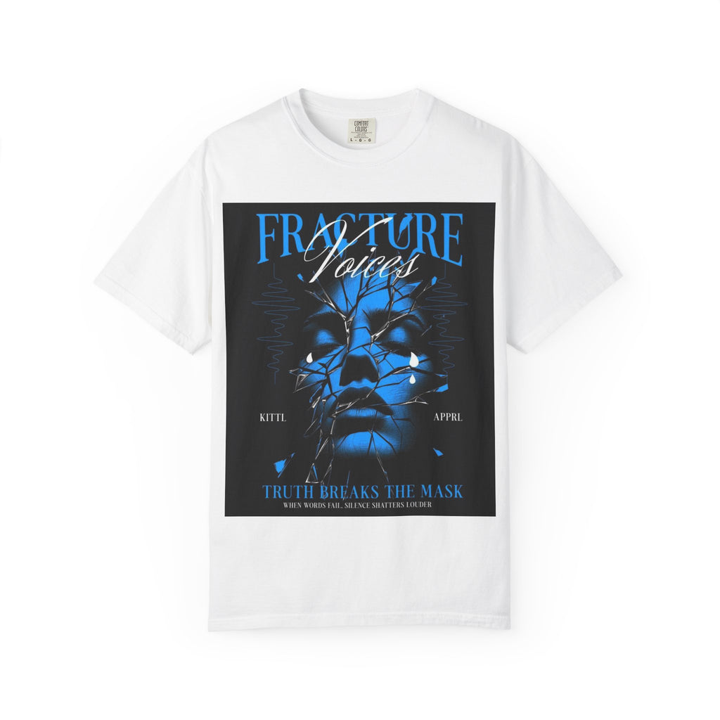 Graphic T-Shirt — "Fracture Voices" Blue Face Design (Back "Legaciess" Logo)