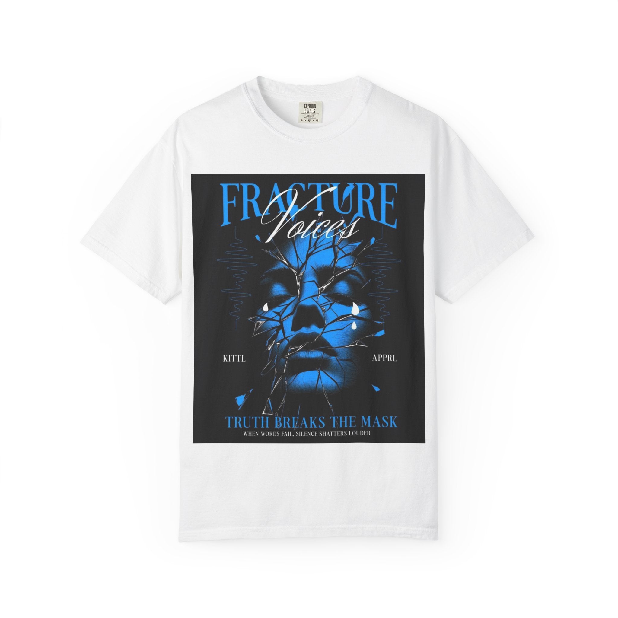 Graphic T-Shirt — "Fracture Voices" Blue Face Design (Back "Legaciess" Logo)