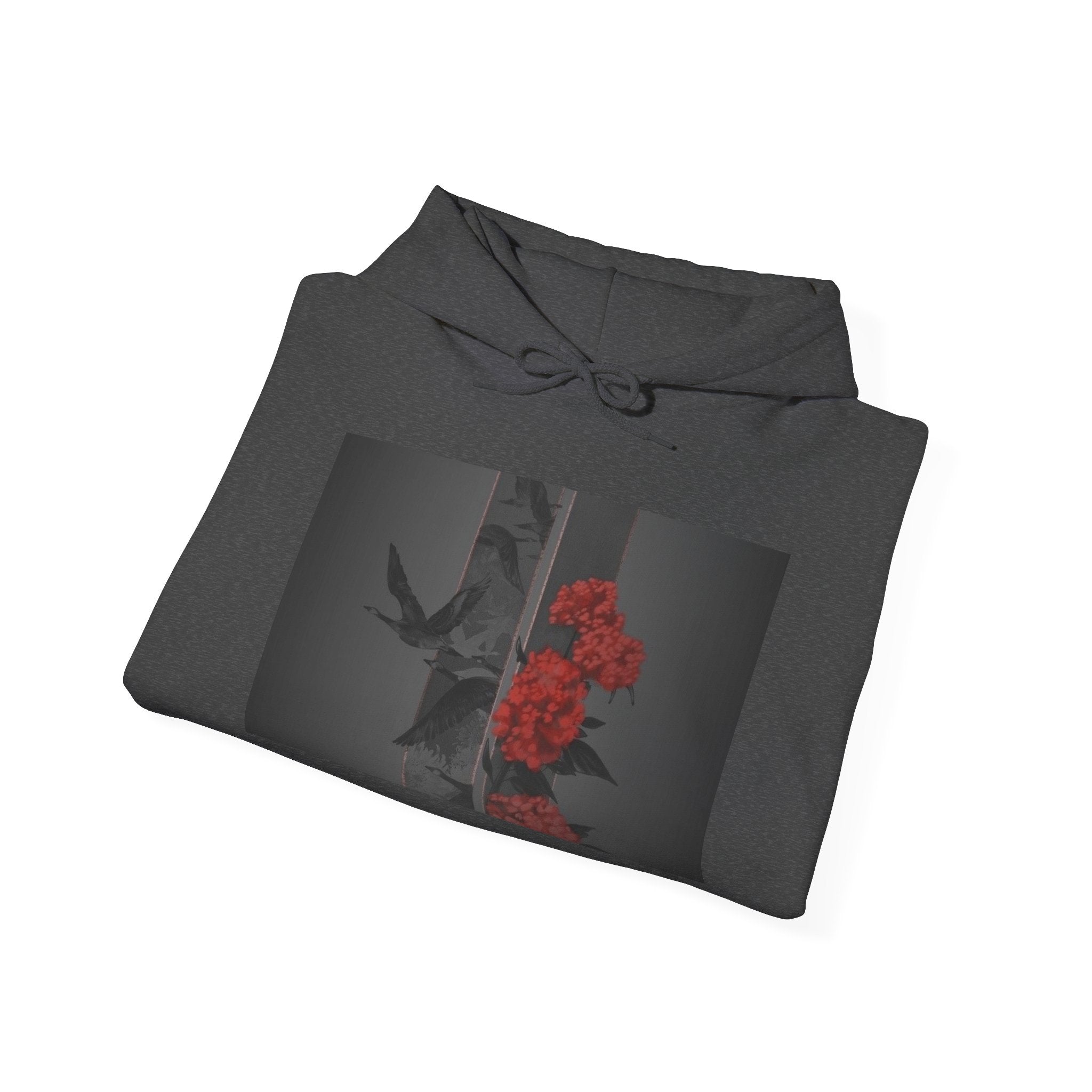 Floral Noir Hoodie — Red Roses on Dark Background