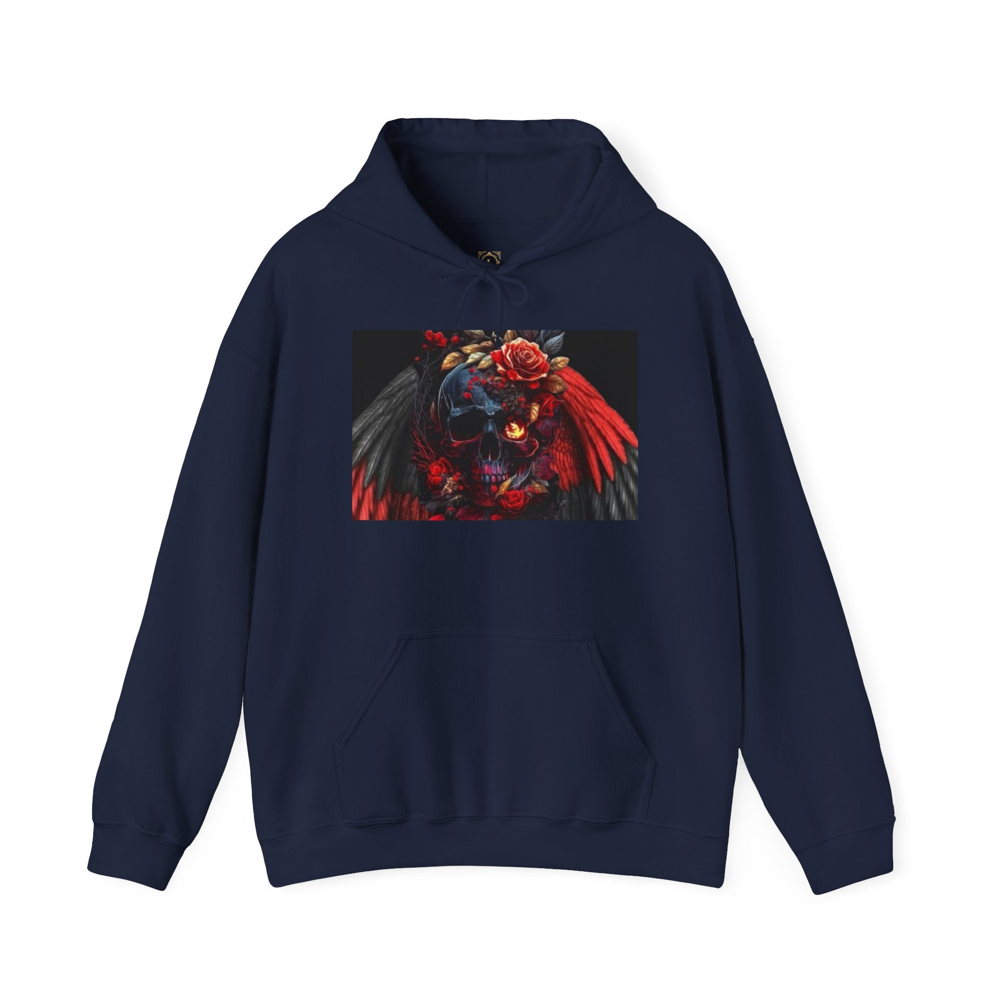 Skull Rose Wings Hoodie — Gothic Floral Skull Pullover