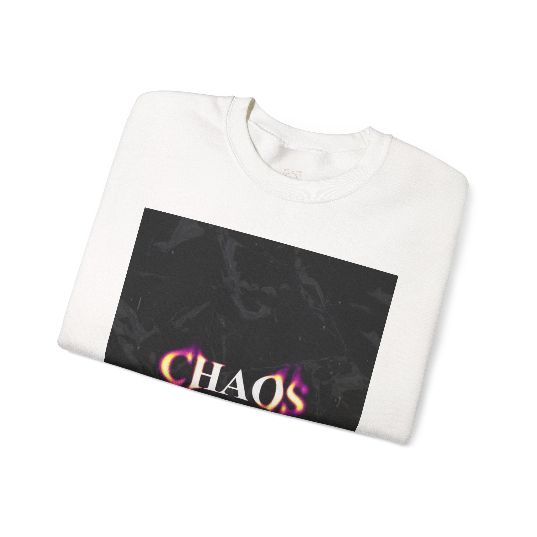 Chaos Graphic Crewneck Sweatshirt — "CHAOS in my mind" Gothic Wing Design