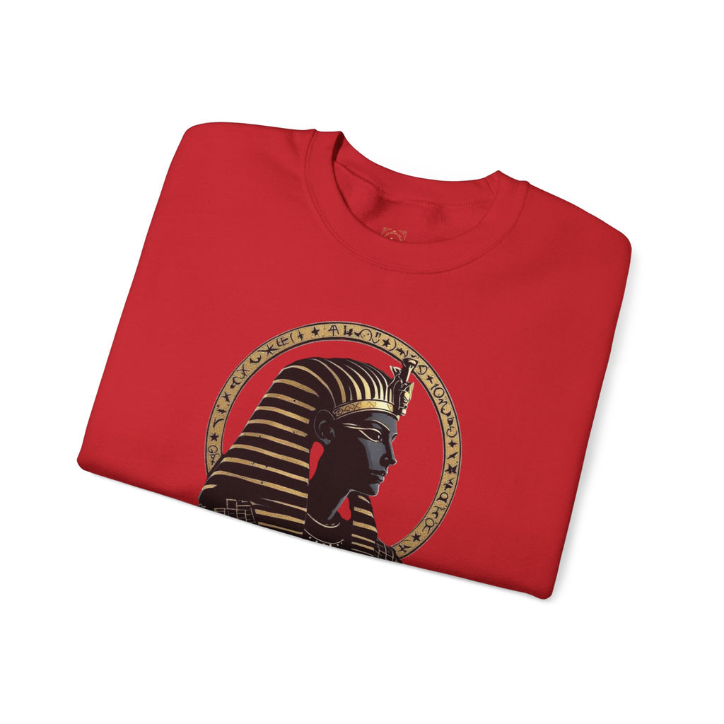 Egyptian Pharaoh Crewneck Sweatshirt — Gold & Black Tutankhamun Profile