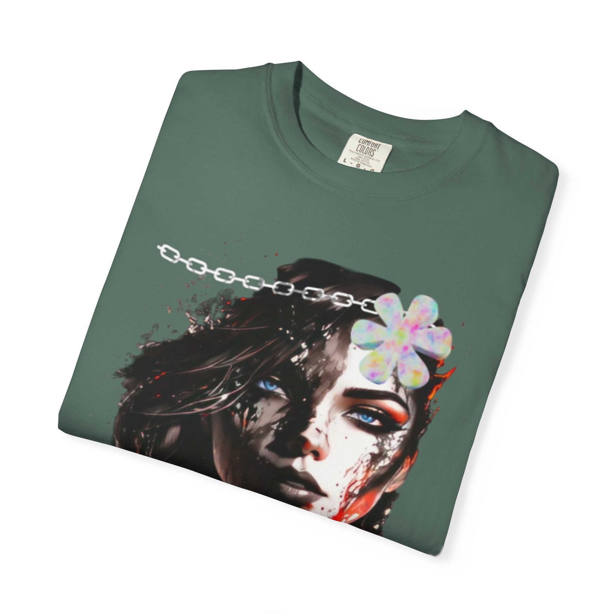 Artistic Femme Portrait T-Shirt — Watercolor Floral Face Graphic Tee