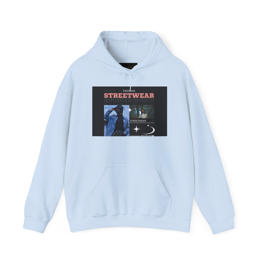 Streetwear Graphic Hoodie — Vintage Noir Collage "STREETWEAR" Design