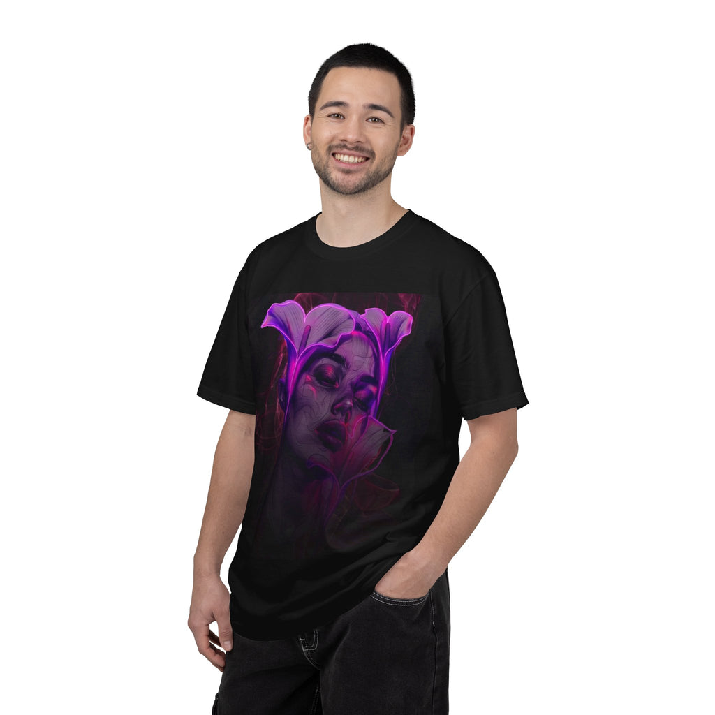 Mystic Purple Portrait T‑Shirt — Legaciess Logo Back