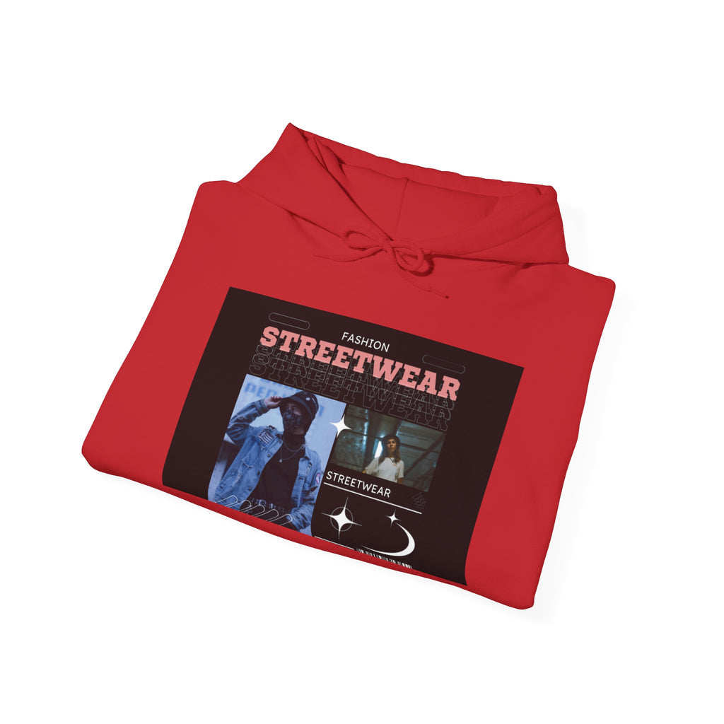 Streetwear Graphic Hoodie — Vintage Noir Collage "STREETWEAR" Design