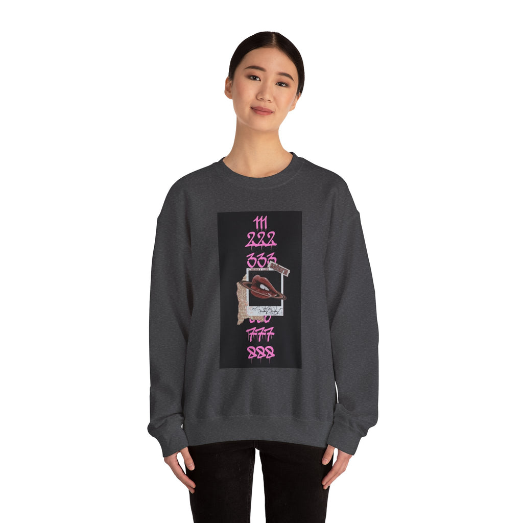 Crewneck Sweatshirt — Vintage Phone Collage with Pink Numbers & 'LEGACIESS' Back Logo