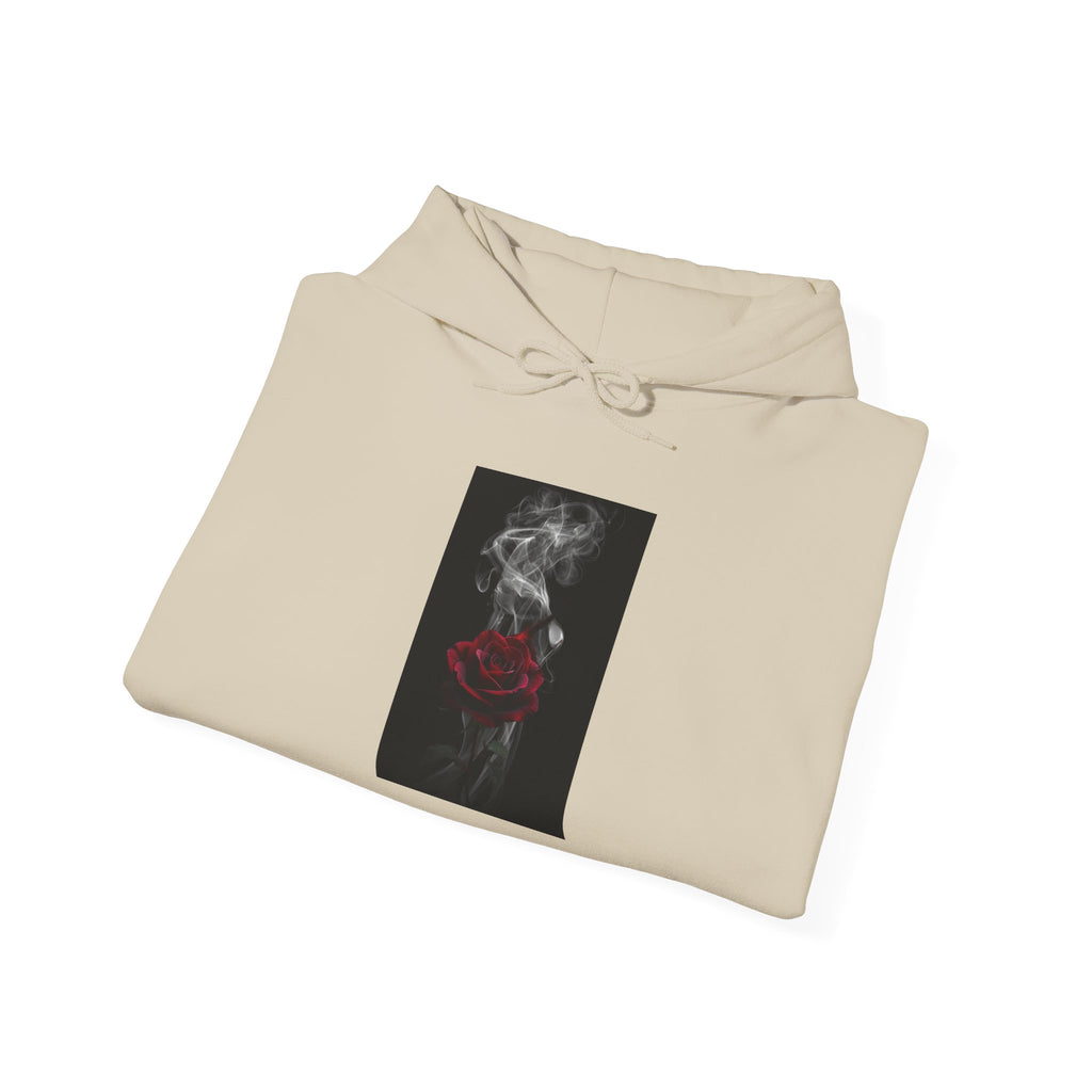 Smoky Red Rose Hoodie — Gothic Floral Hooded Sweatshirt