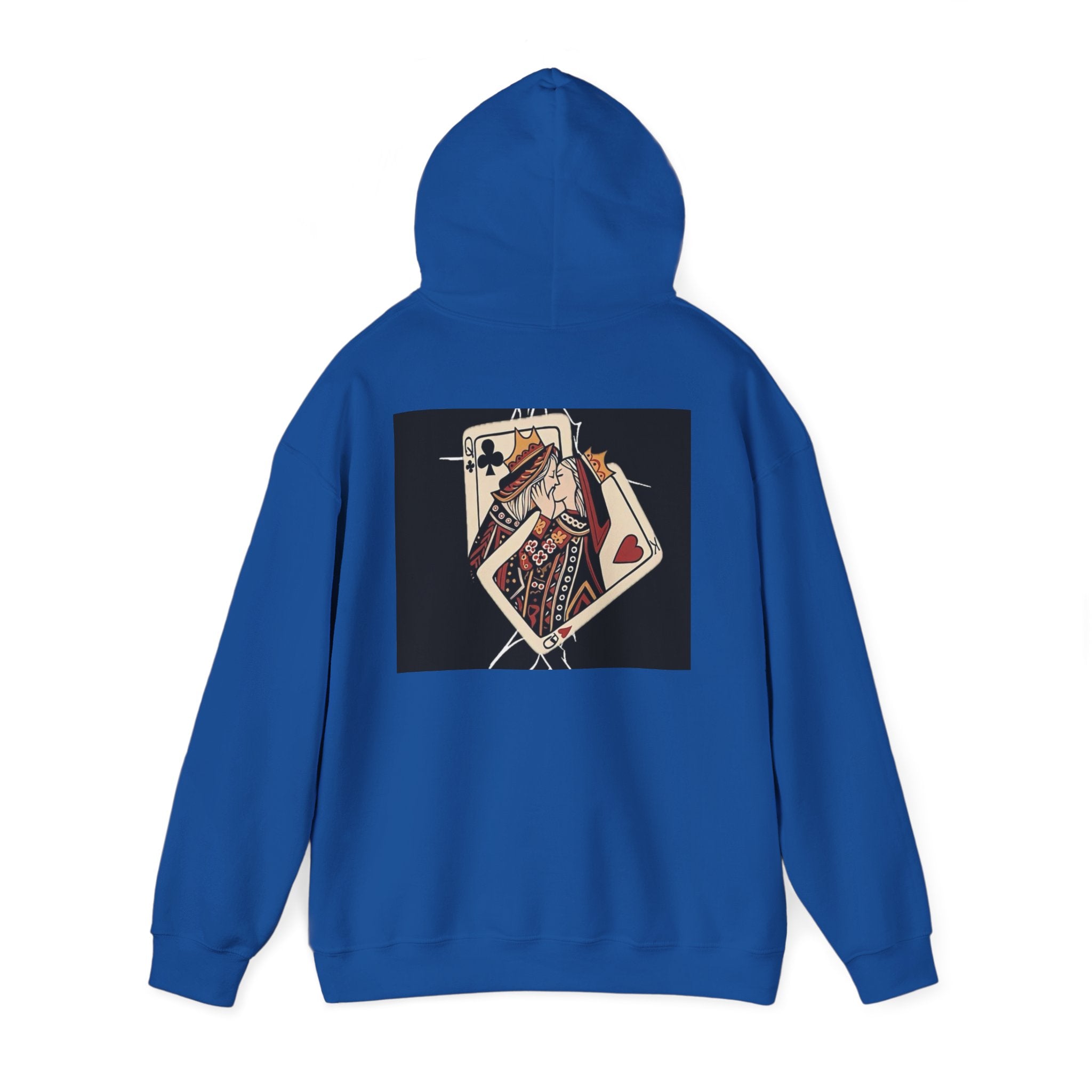 Queen of Hearts Playing Card Hoodie — Vintage Tattoo Style Card Art