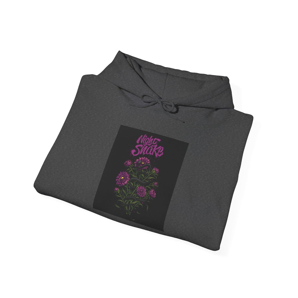 Floral Snake Hoodie — Dark Rose Garden Graphic Sweatshirt