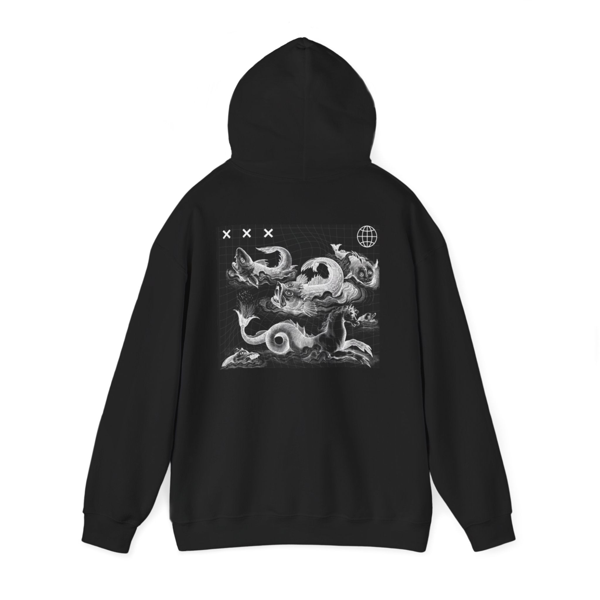 Skull Waves Hoodie — Gothic Nautical Skull Graphic Pullover
