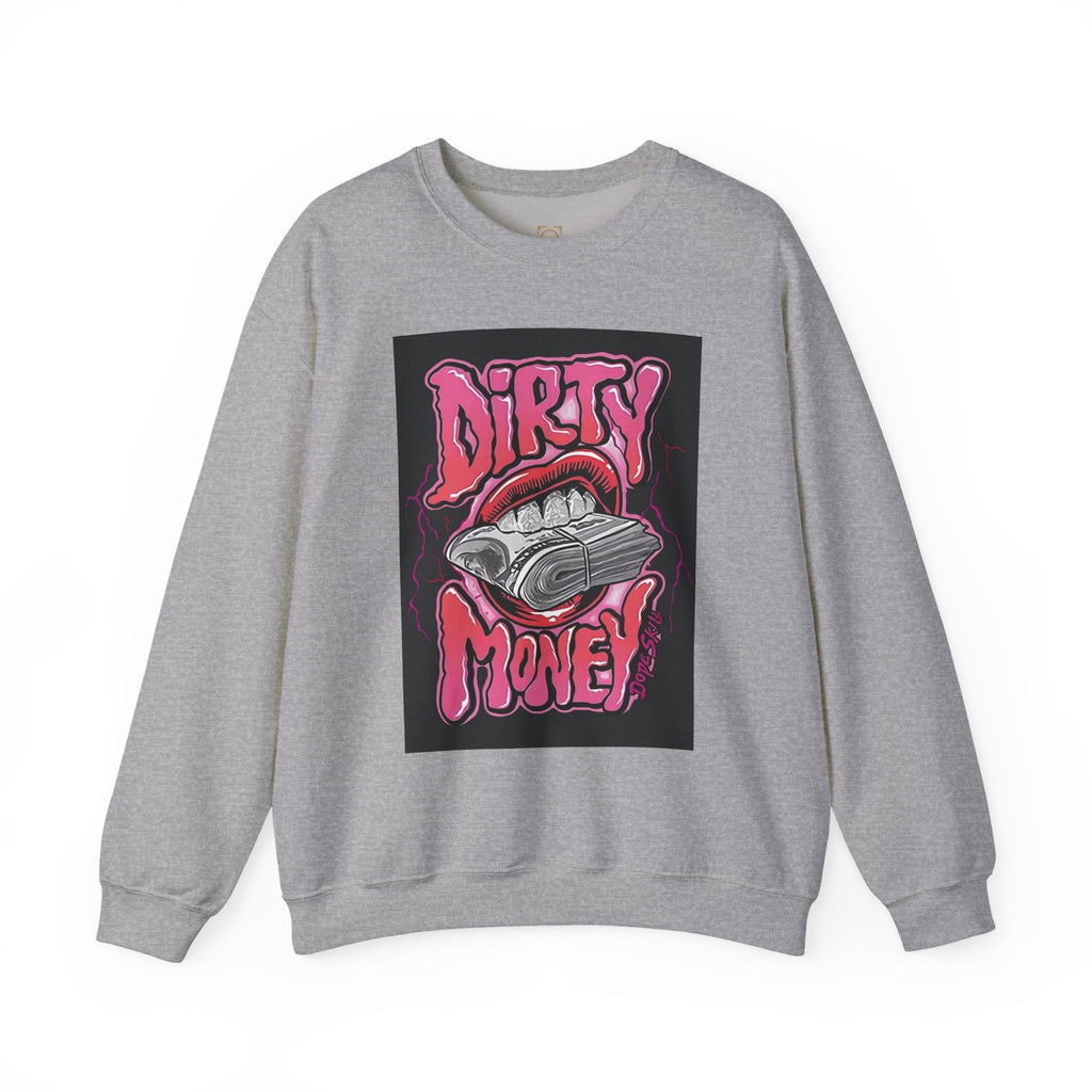 Dirty Money Crewneck Sweatshirt – Retro Graphic Money & Lips Design