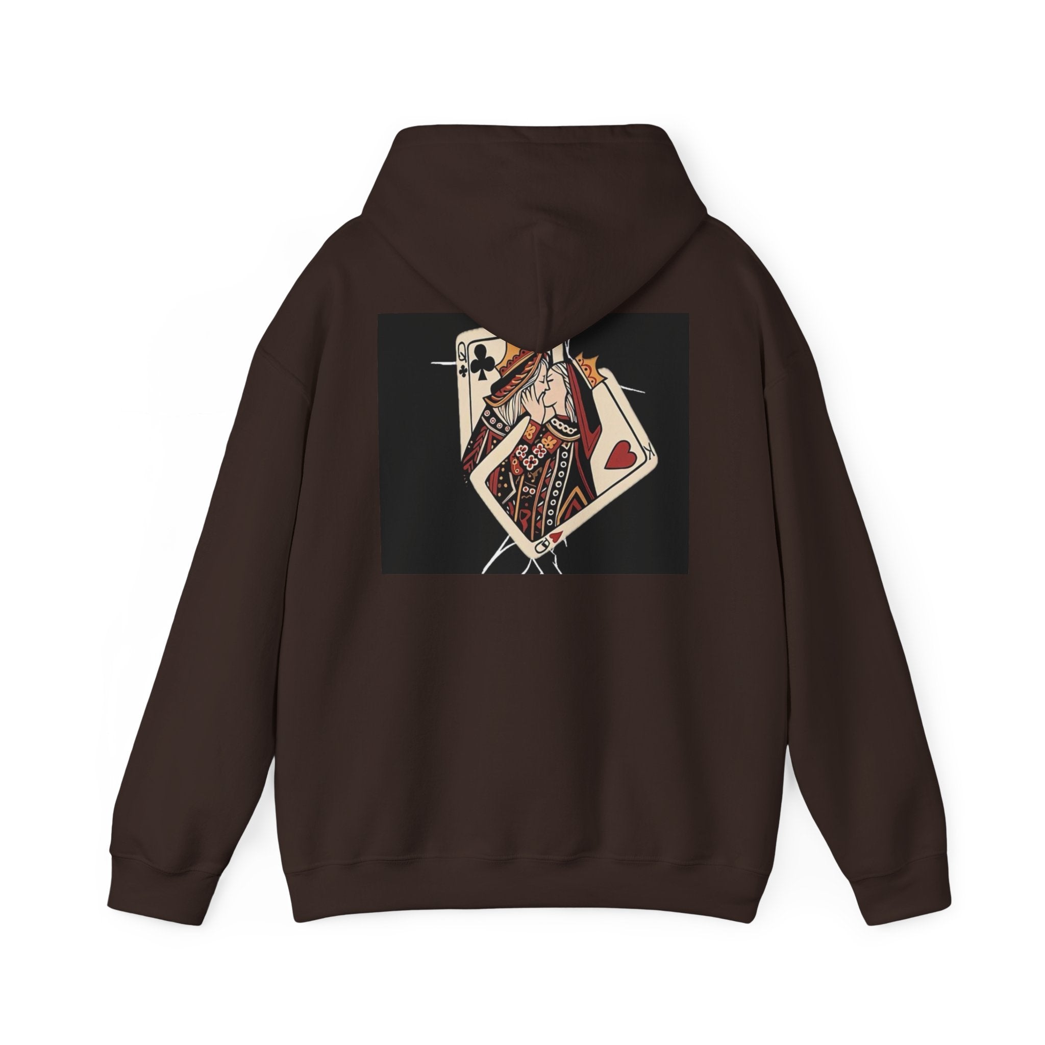 Queen of Hearts Playing Card Hoodie — Vintage Tattoo Style Card Art