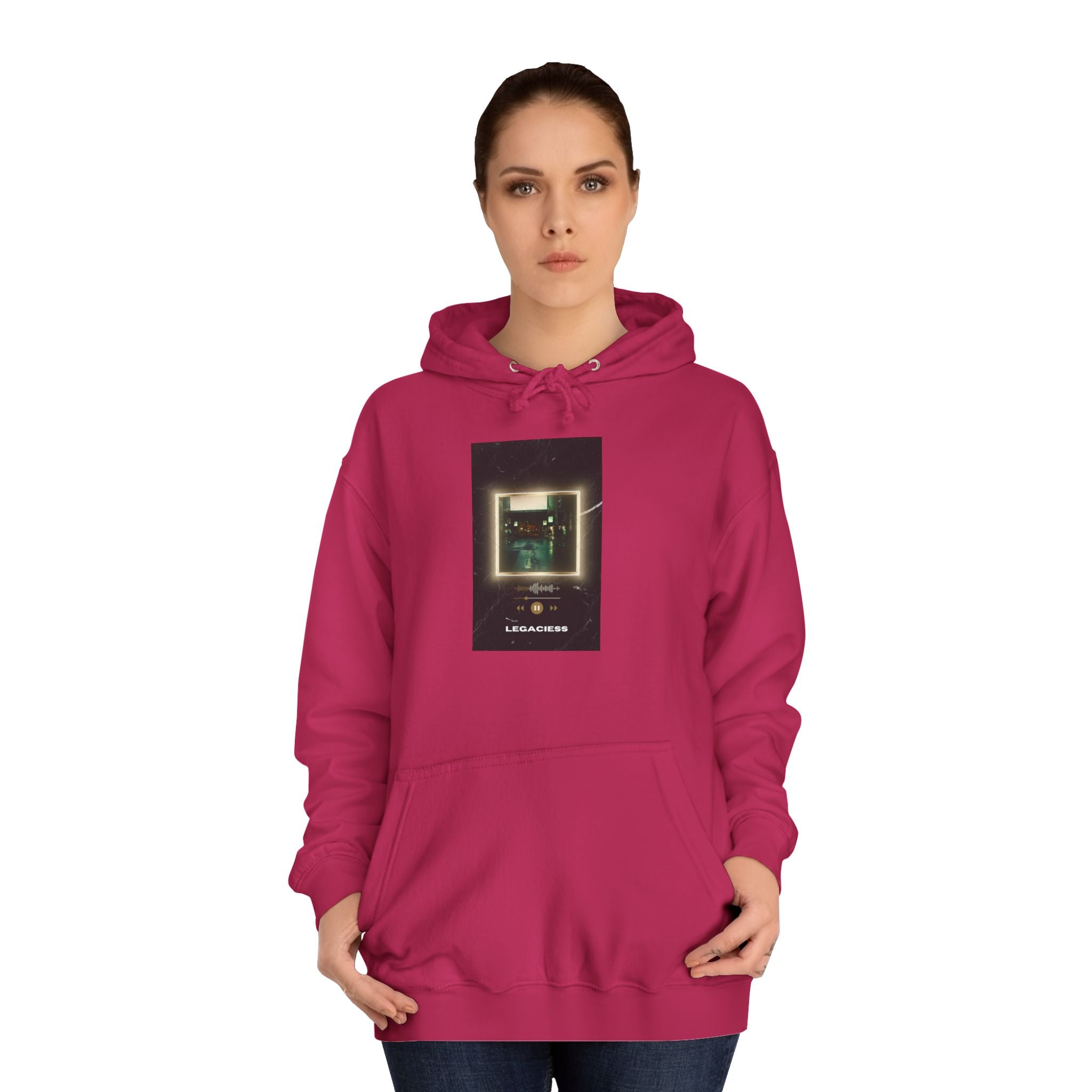 College Hoodie — Retro Neon Square Album Art Design