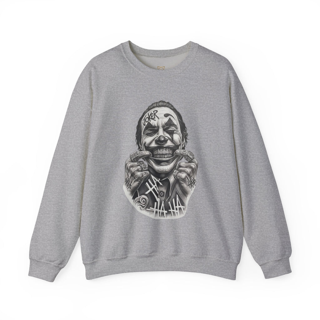 Joker Smile Crewneck Sweatshirt — Grinning Clown Graphic Pullover