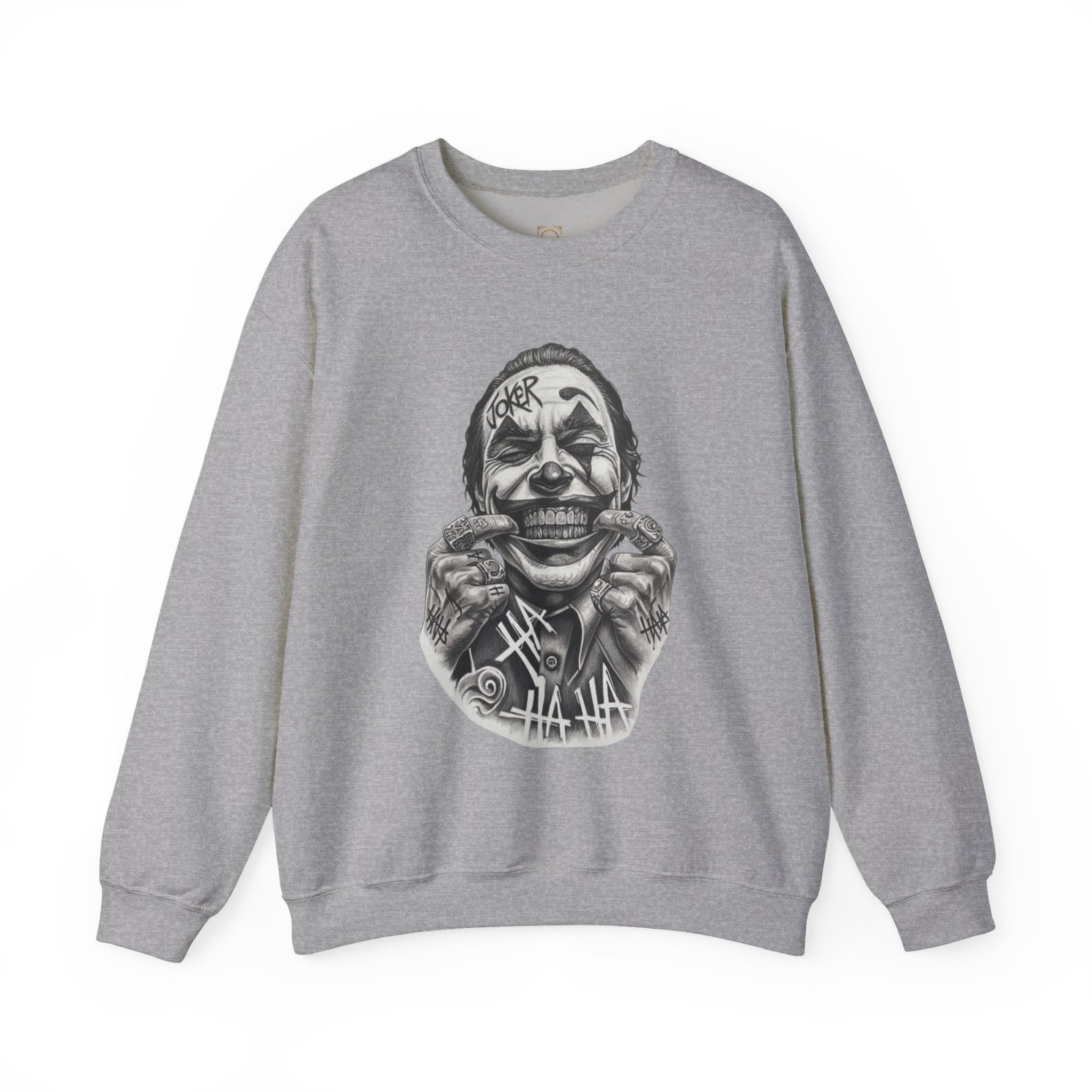 Joker Smile Crewneck Sweatshirt — Grinning Clown Graphic Pullover