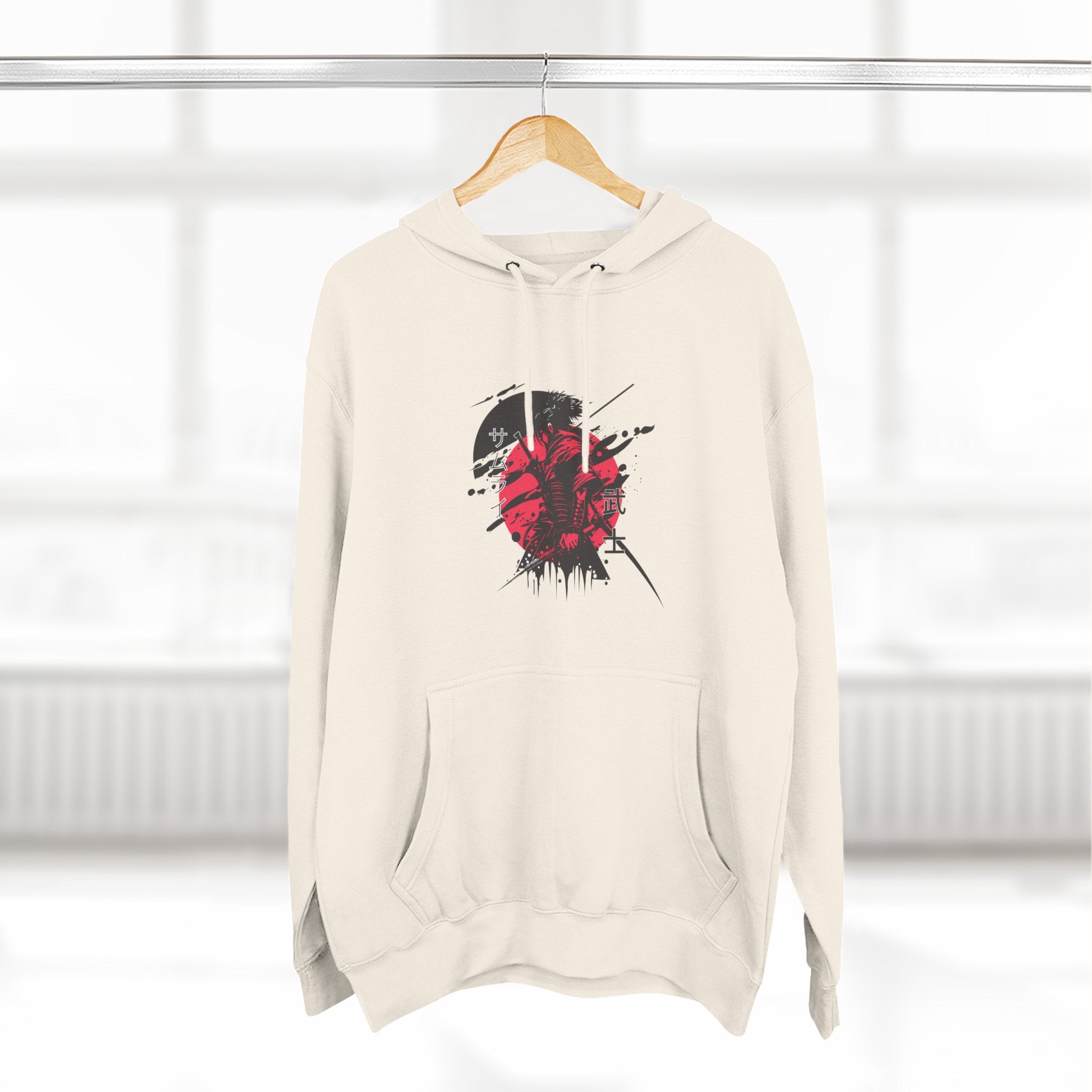 Grunge Rising Hoodie — Red Sun Graphic Fleece Hoodie