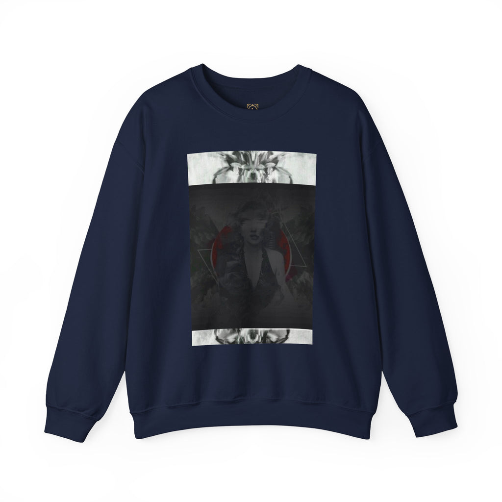 Crewneck Sweatshirt — Dark Abstract Chest Print with 'Legaciess' Gold Back Logo
