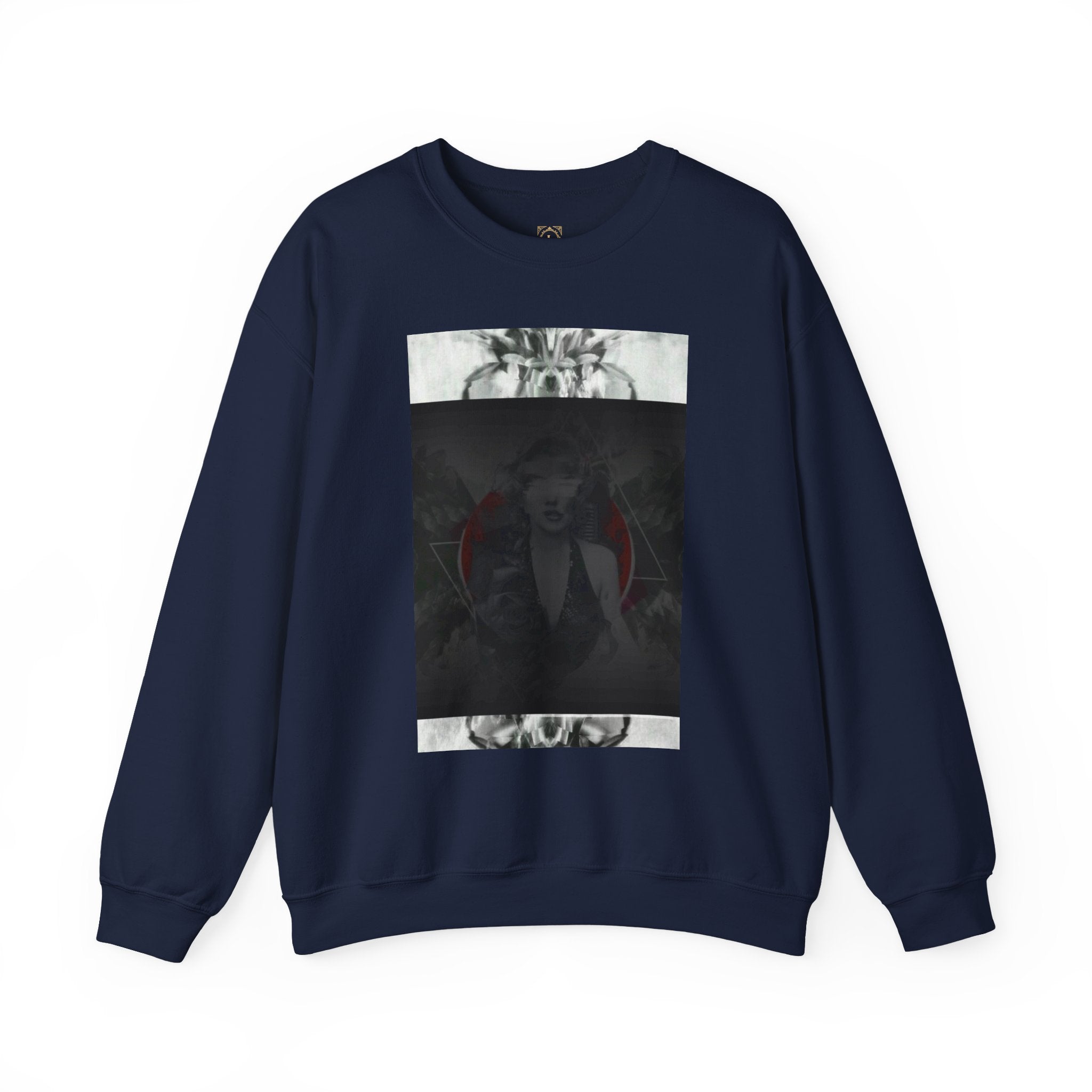 Crewneck Sweatshirt — Dark Abstract Chest Print with 'Legaciess' Gold Back Logo
