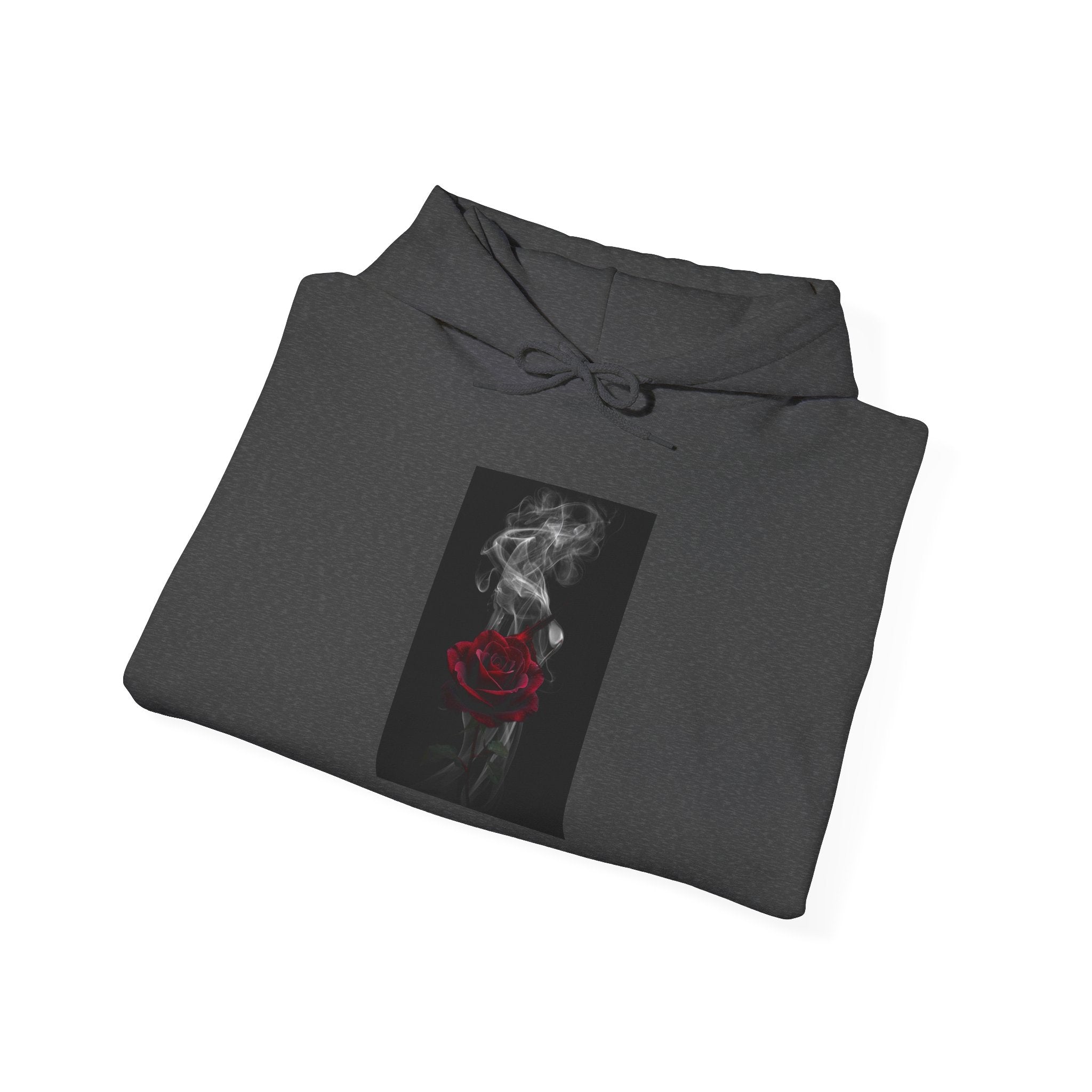 Smoky Red Rose Hoodie — Gothic Floral Hooded Sweatshirt