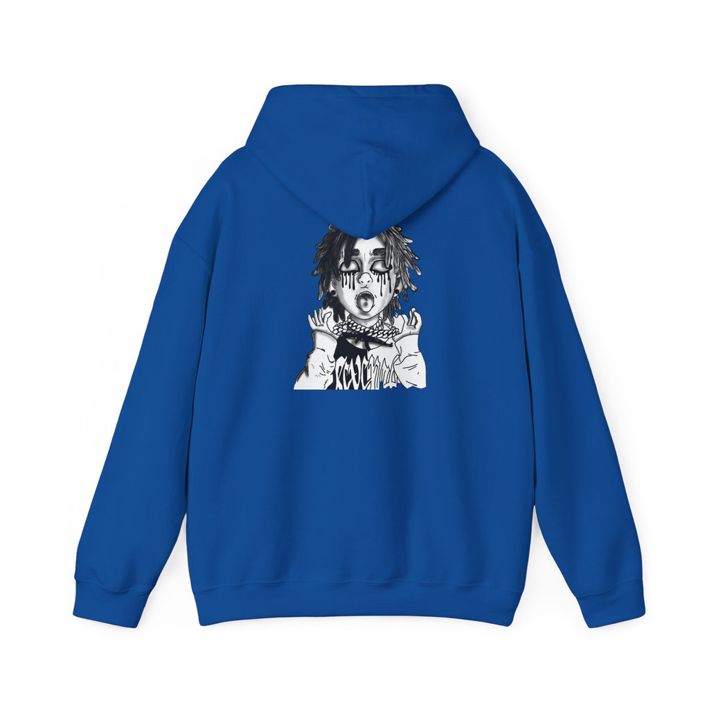 Horror Manga Hoodie — Black & White Creepy Portrait Pullover