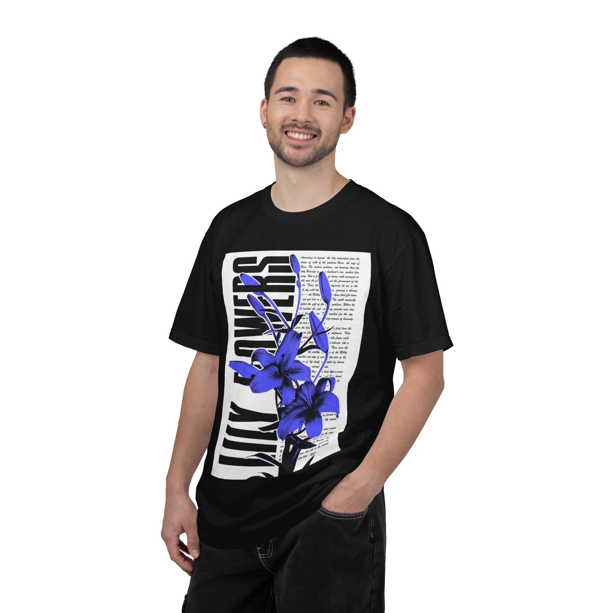 Floral Legacy Graphic T-Shirt — Bold Blue Orchid Design