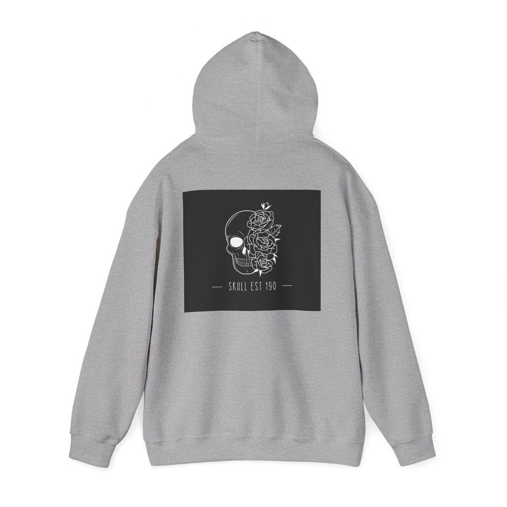 Skull & Roses Hoodie — 'Skull Est 199' Gothic Graphic Pullover