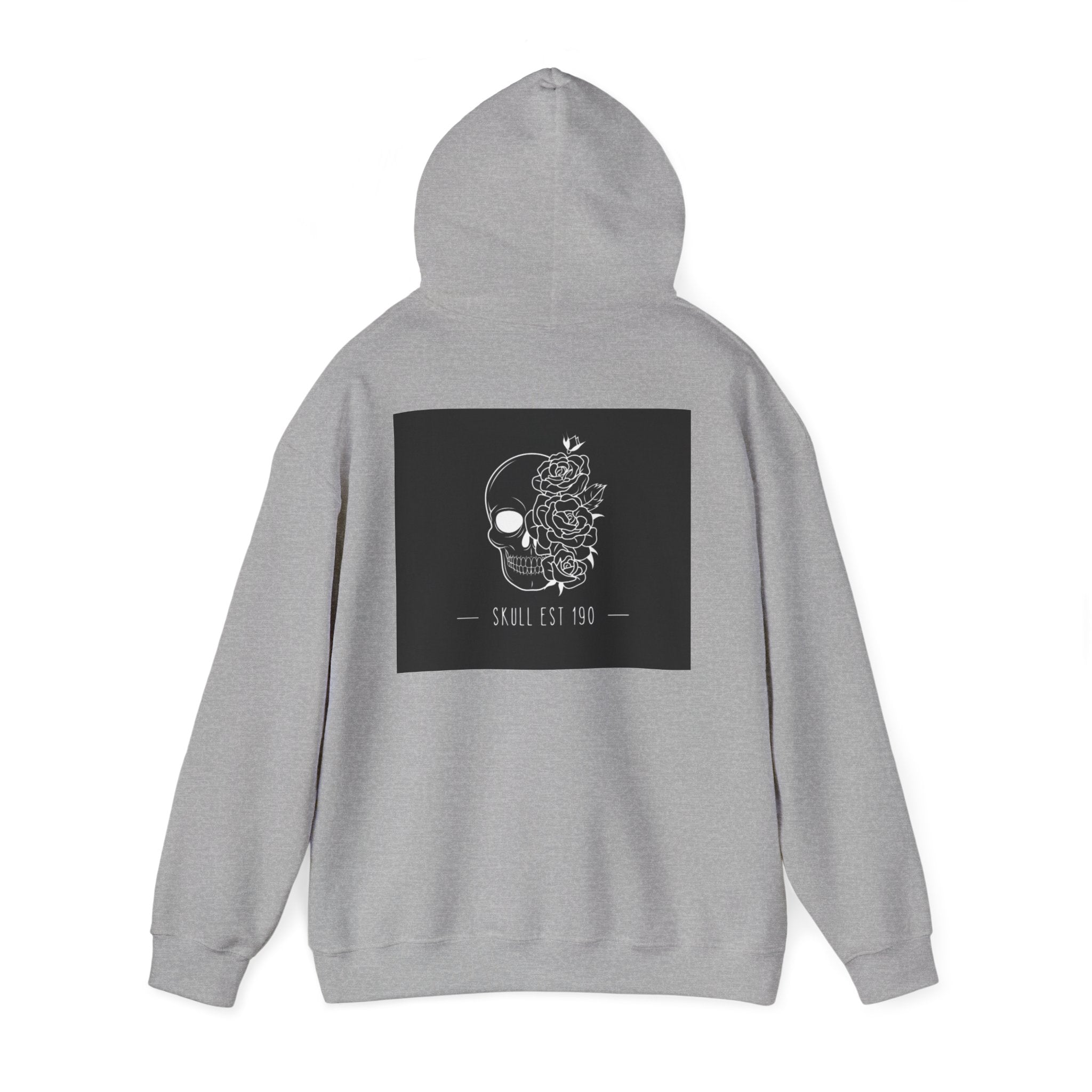 Skull & Roses Hoodie — 'Skull Est 199' Gothic Graphic Pullover